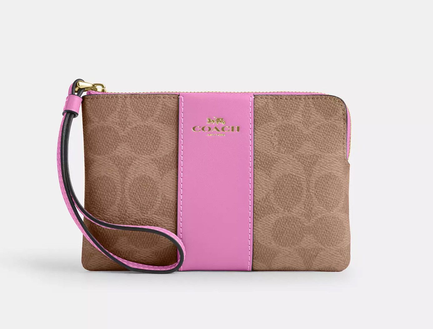 Coach Corner Zip Wristlet In Signature Canvas With Stripe CW854 Size ONE SIZE - 6 Thumbnail