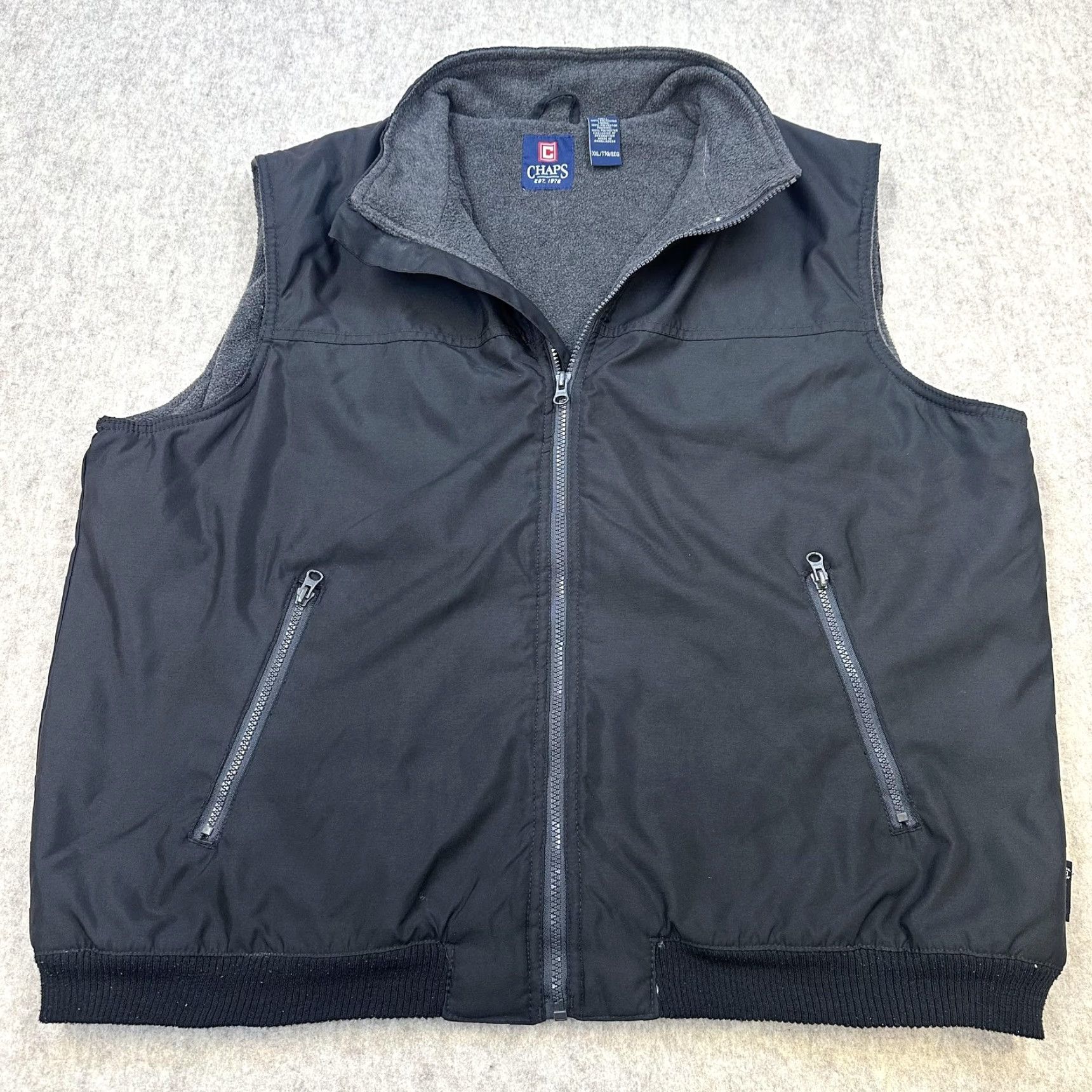 Chaps Chaps Vest Mens 2XL Black Full Zip Fleece Lined Stand Collar Rib Hem Pockets Size US XXL / EU 58 / 5 - 5 Thumbnail