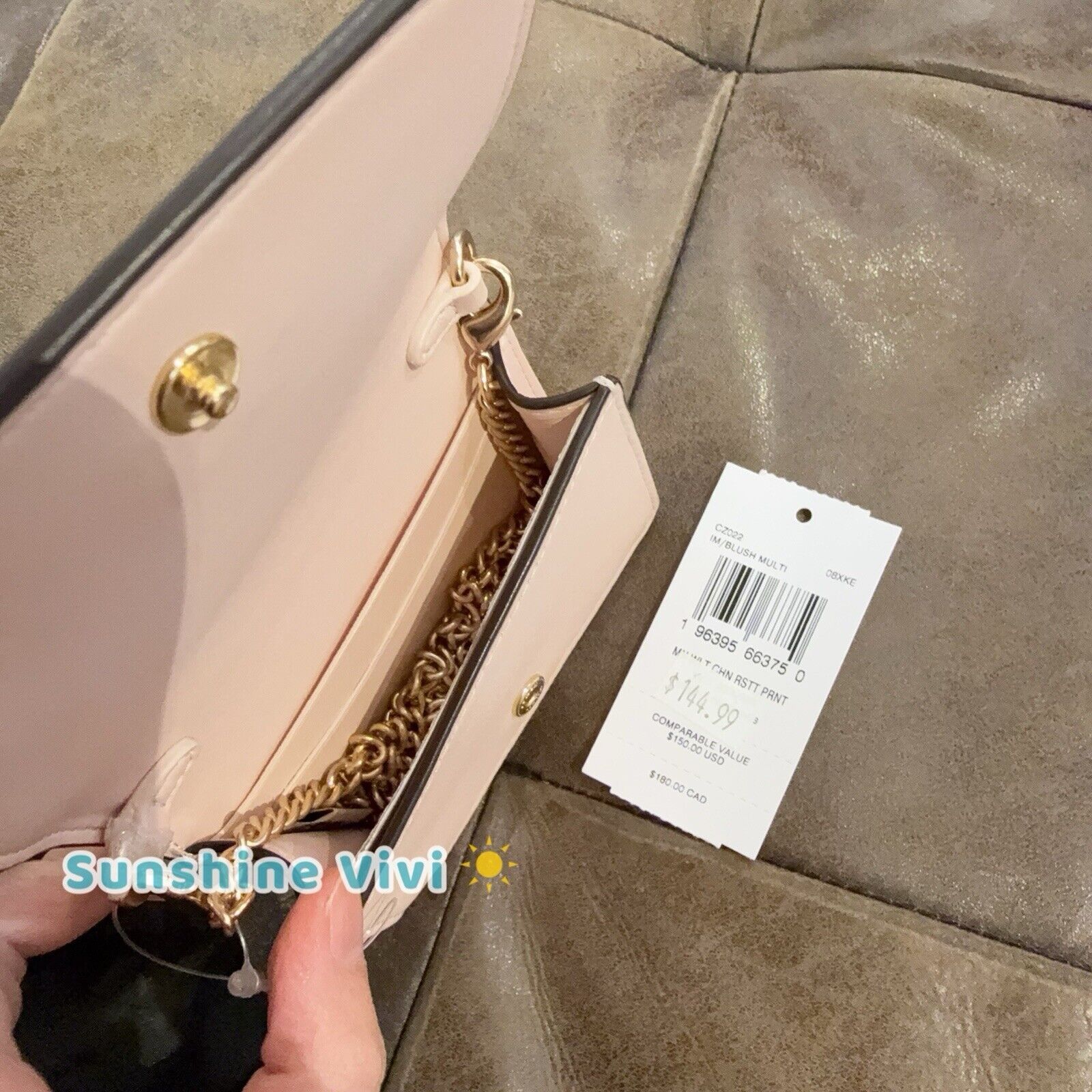 Coach NWT Coach CZ022 Mini Leather Wallet Chain Blush Pink Roses Size ONE SIZE - 3 Thumbnail