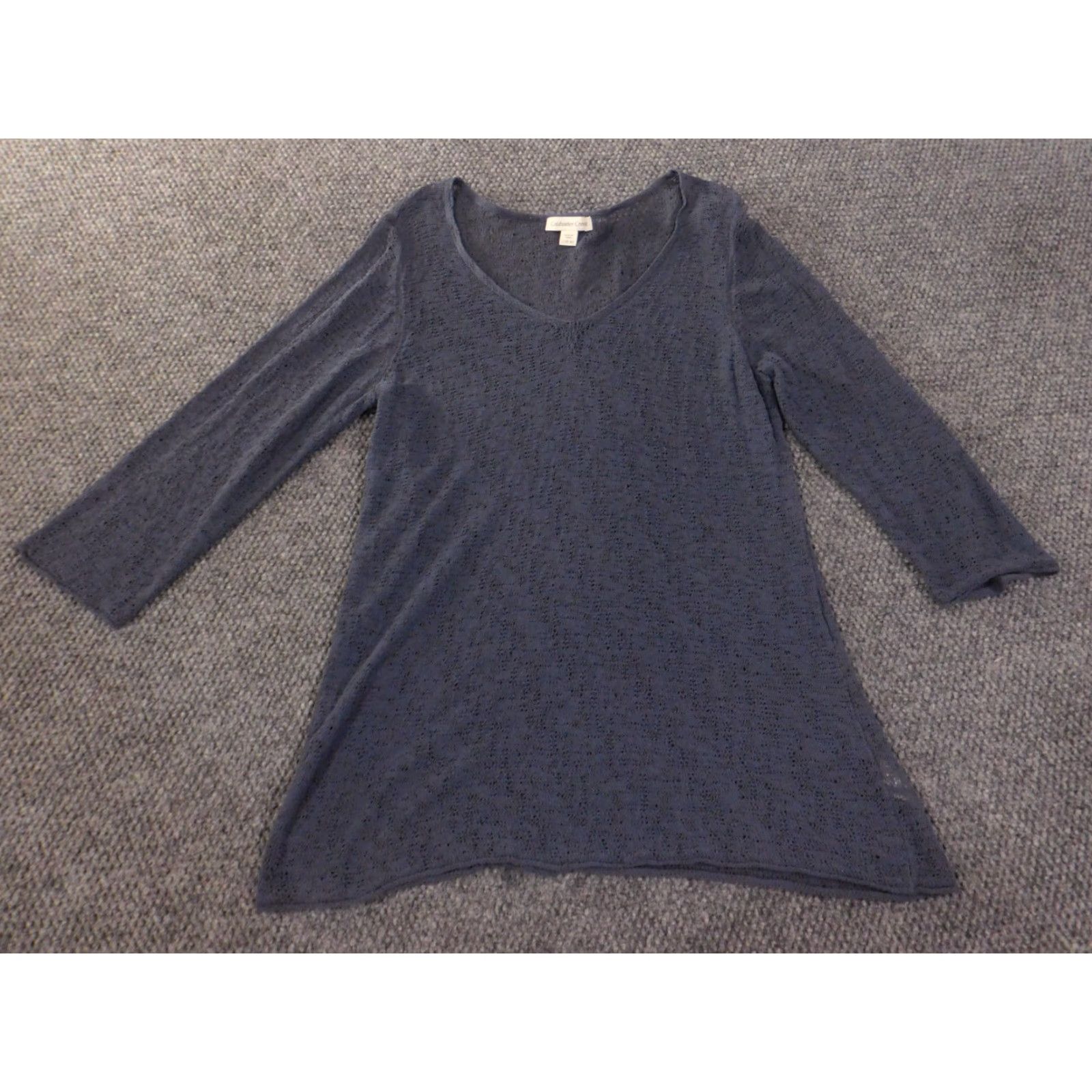Coldwater Creek Coldwater Creek Blouse Shirt Womens L Blue Sheer Lace V-Neck Casual Long Sleeve Cap Sleeve Ruffle Cotton Polyester Basic Classic Size L / US 10 / IT 46 - 4 Thumbnail