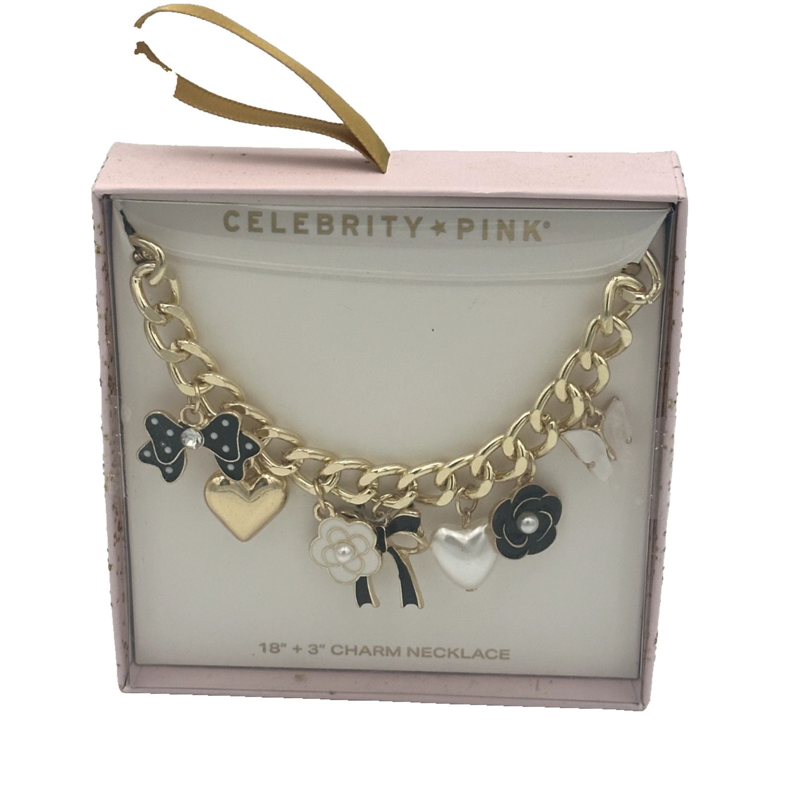 Other Celebrity Pink Necklace With Beautiful Gold, White And Black Size ONE SIZE - 1 Thumbnail