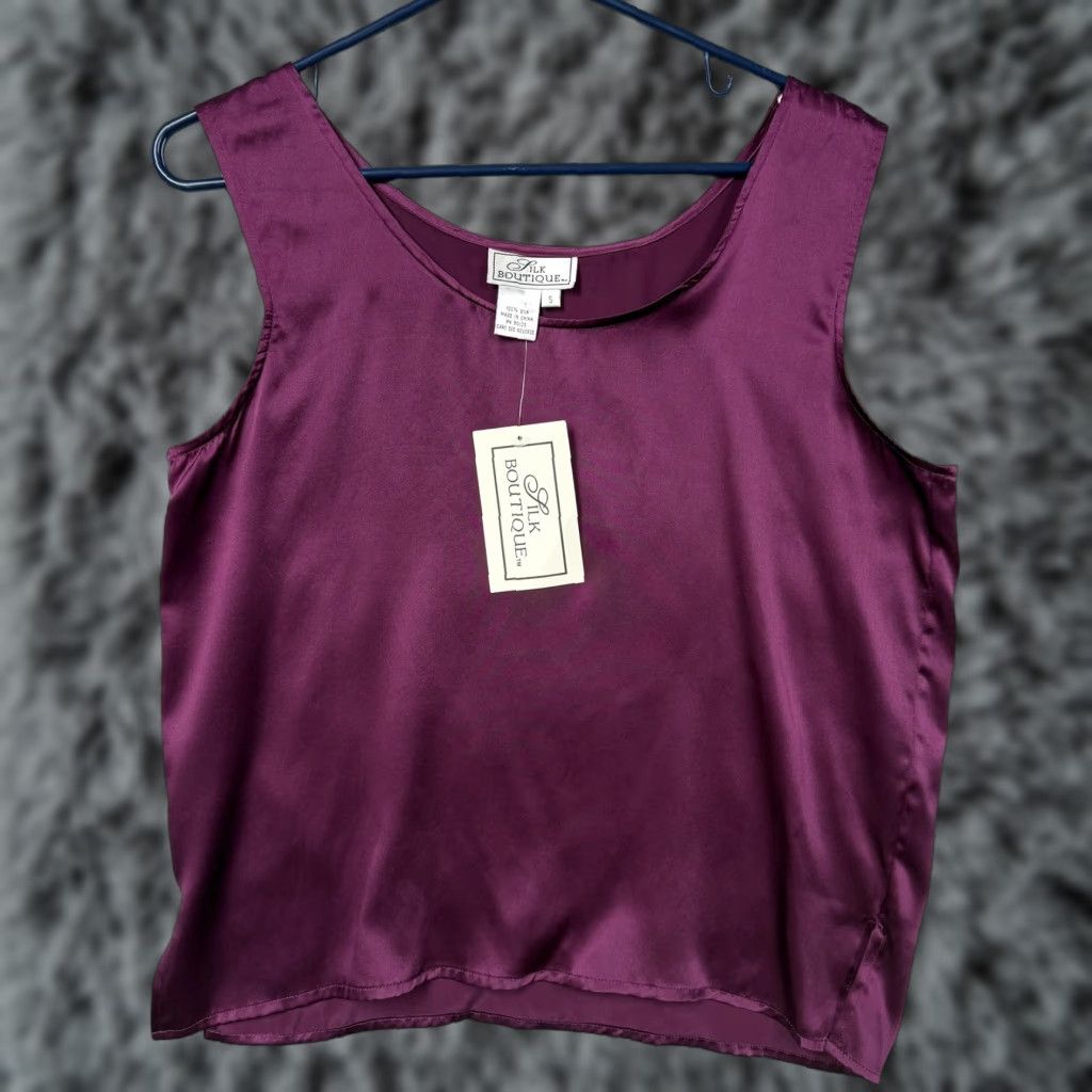 Vintage VINTAGE Y2K Silk Boutique Tank Top Cami S Satin Layering Office Siren Whimsigoth Size S / US 4 / IT 40 - 1 Thumbnail