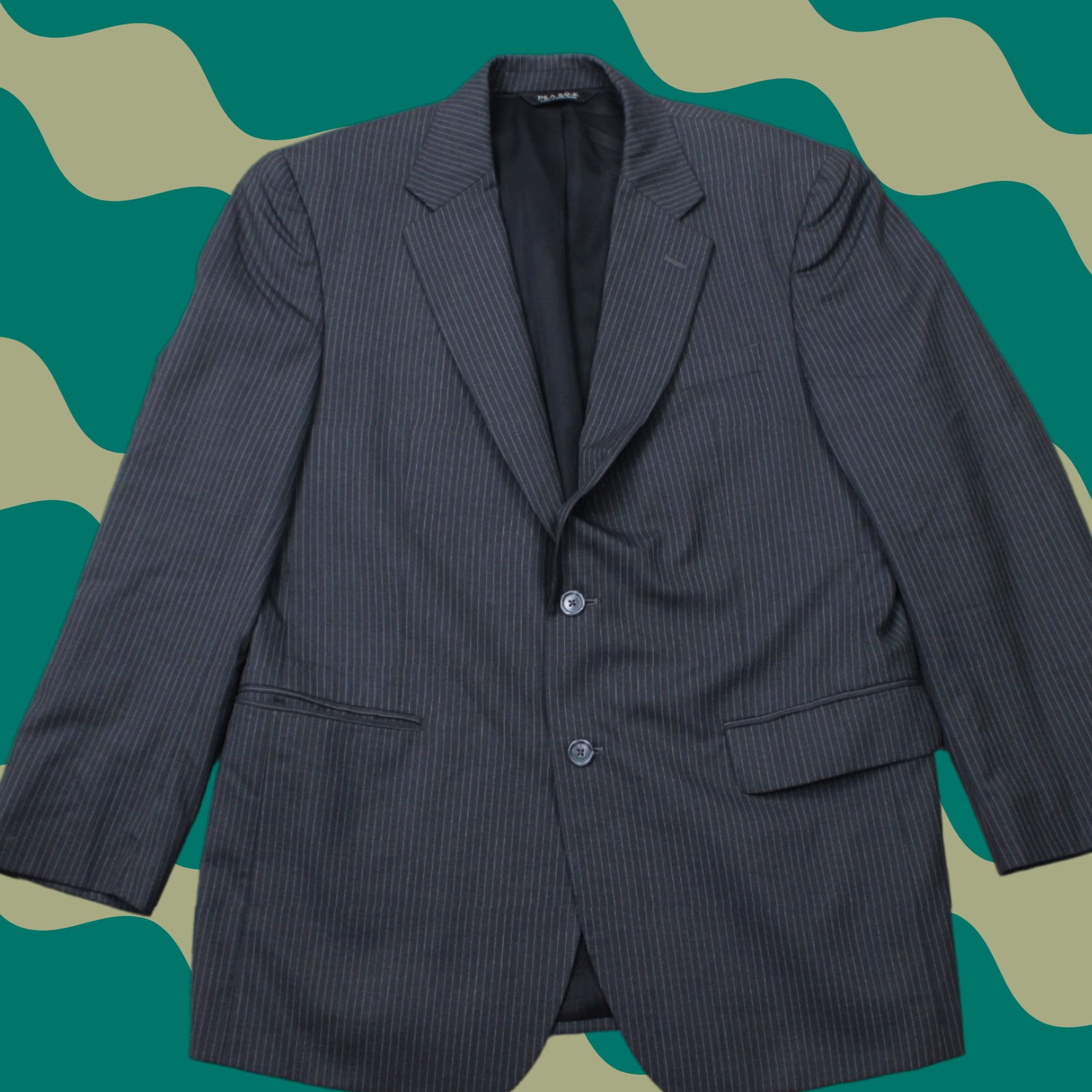 Jos. A. Bank Jos. A. Bank Blazer Mens 42 Regular Gray Pinstriped 100% Wool Two-Button Single Vent Blazer Jacket Size 42R - 1 Thumbnail