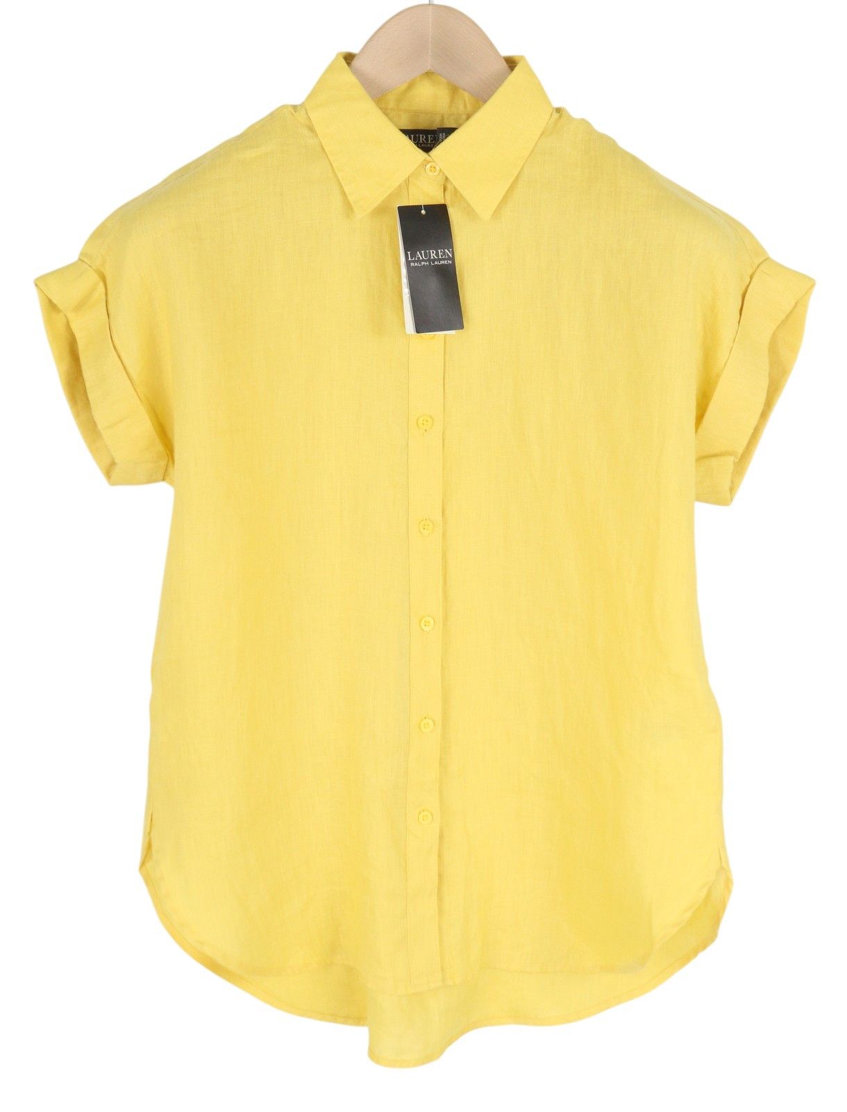 Lauren Ralph Lauren L Yellow Linen Buttoned Spread Shirt 84693 Size L / US 10 / IT 46 - 1 Thumbnail