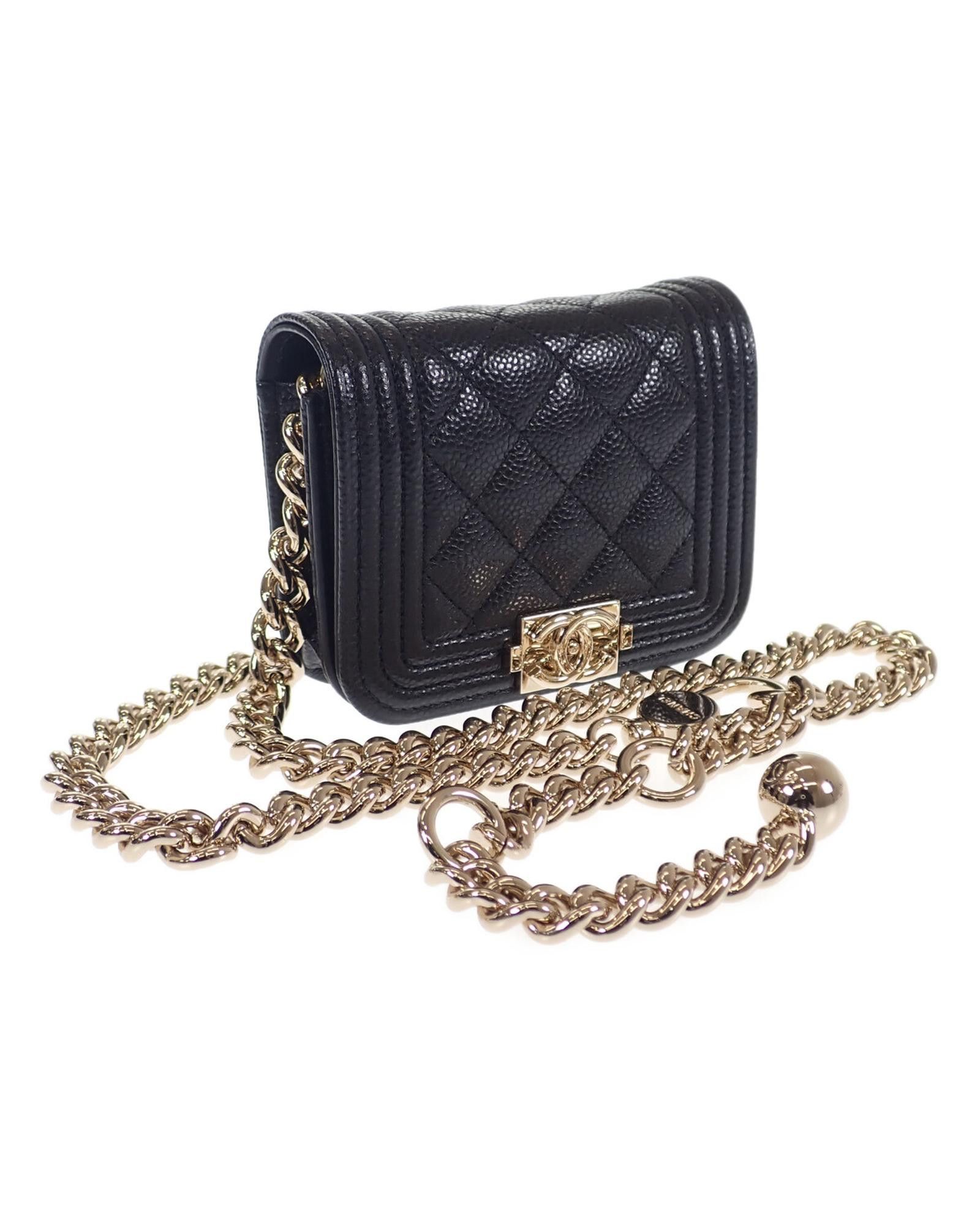 image of Chanel Black Caviar Cc Boy Belt Bag, Women's