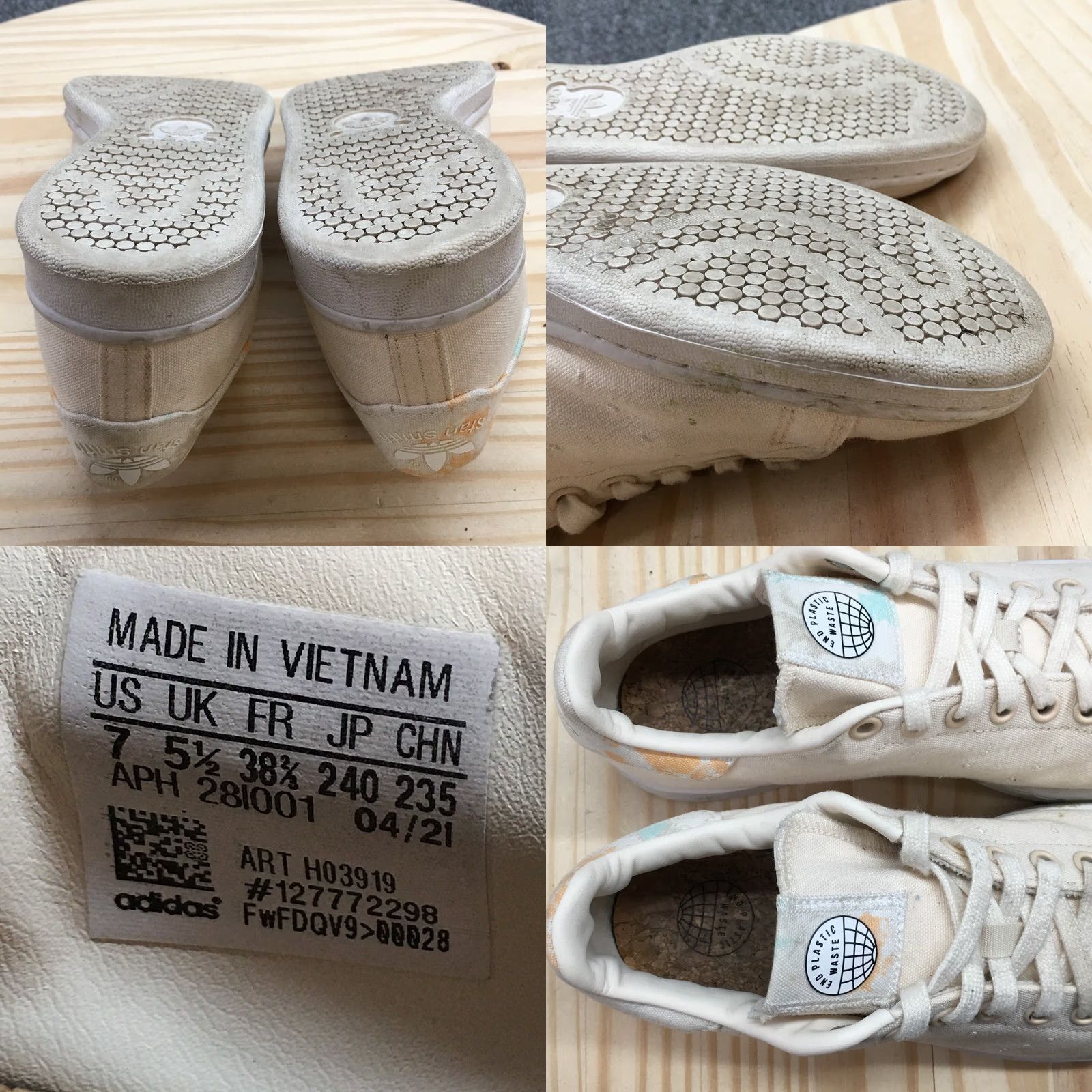 Adidas Adidas Sneaker Womens 7 Cream Stan Smith Wonder Laced Up Casual Comfort H03919 - Sale Size US 7 / IT 37 - 10 Thumbnail