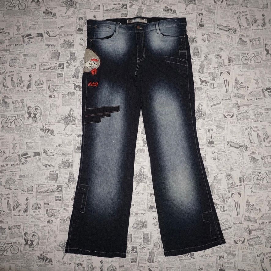 Southpole 13 - Vintage Y2K lot 29 femme looney tunes denim flare pants Size 34" / US 12 / IT 48 - 1 Thumbnail