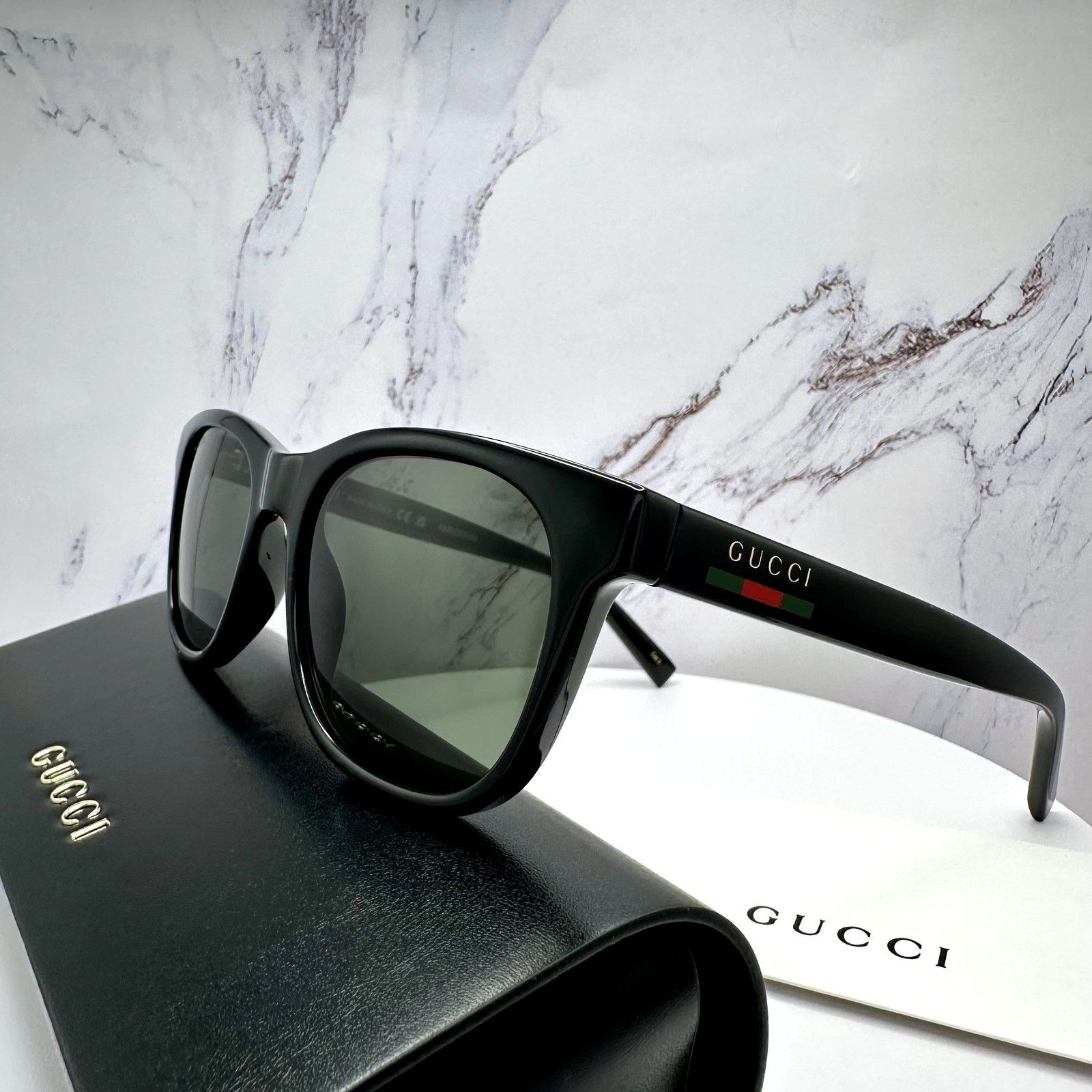 Gucci New GUCCI Sunglasses Black Square Gold Letter Logo Size ONE SIZE - 6 Thumbnail