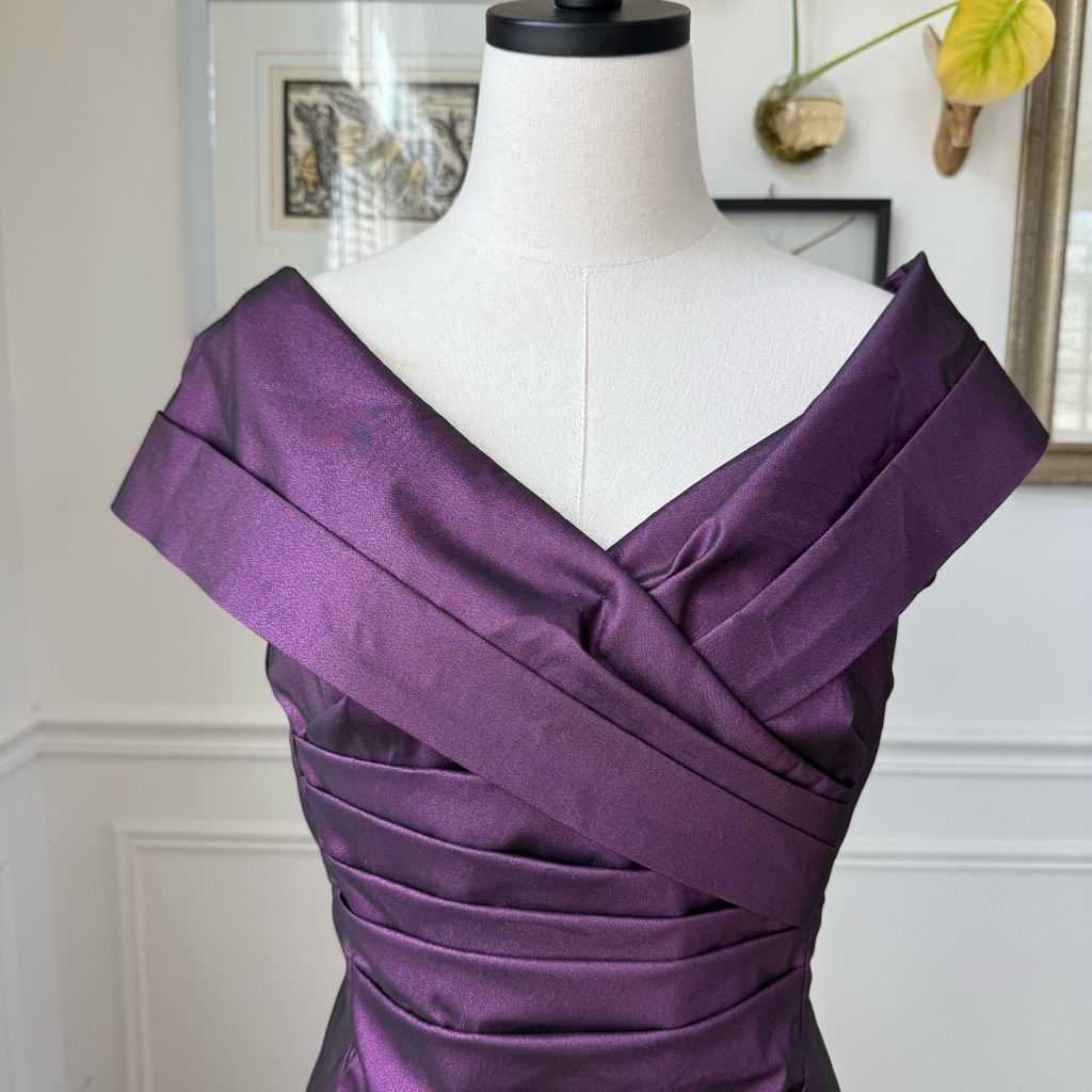 Other Cachet Ruched Dress Purple Metallic Evening Cocktail 6 Size M / US 6-8 / IT 42-44 - 2 Thumbnail