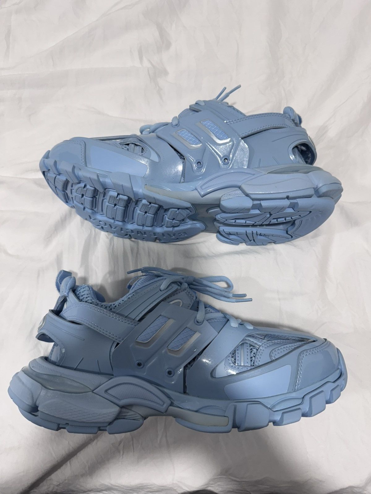 Balenciaga Balenciaga Women’s Metallic Blue Track Sneakers Size US 7 / IT 37 - 2 Thumbnail