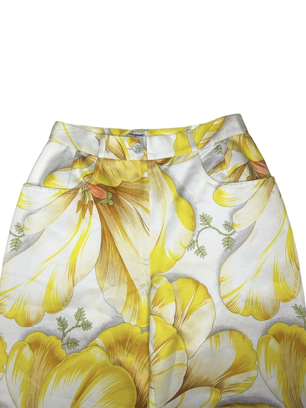 Salvatore Ferragamo 90s Floral Trousers Size 28" / US 6 / IT 42 - 2 Thumbnail