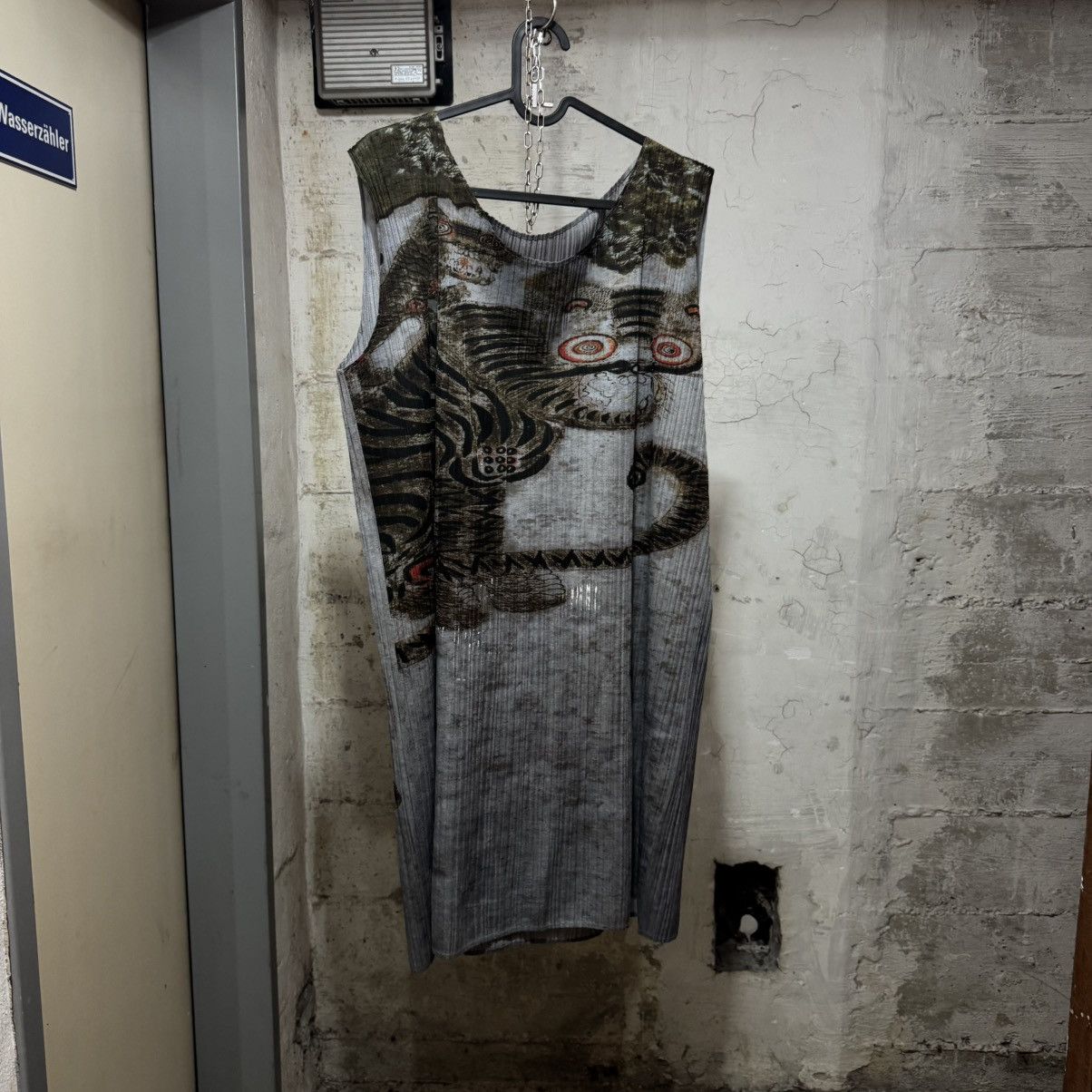 F/W 1998 Pleats please tiger cat dress