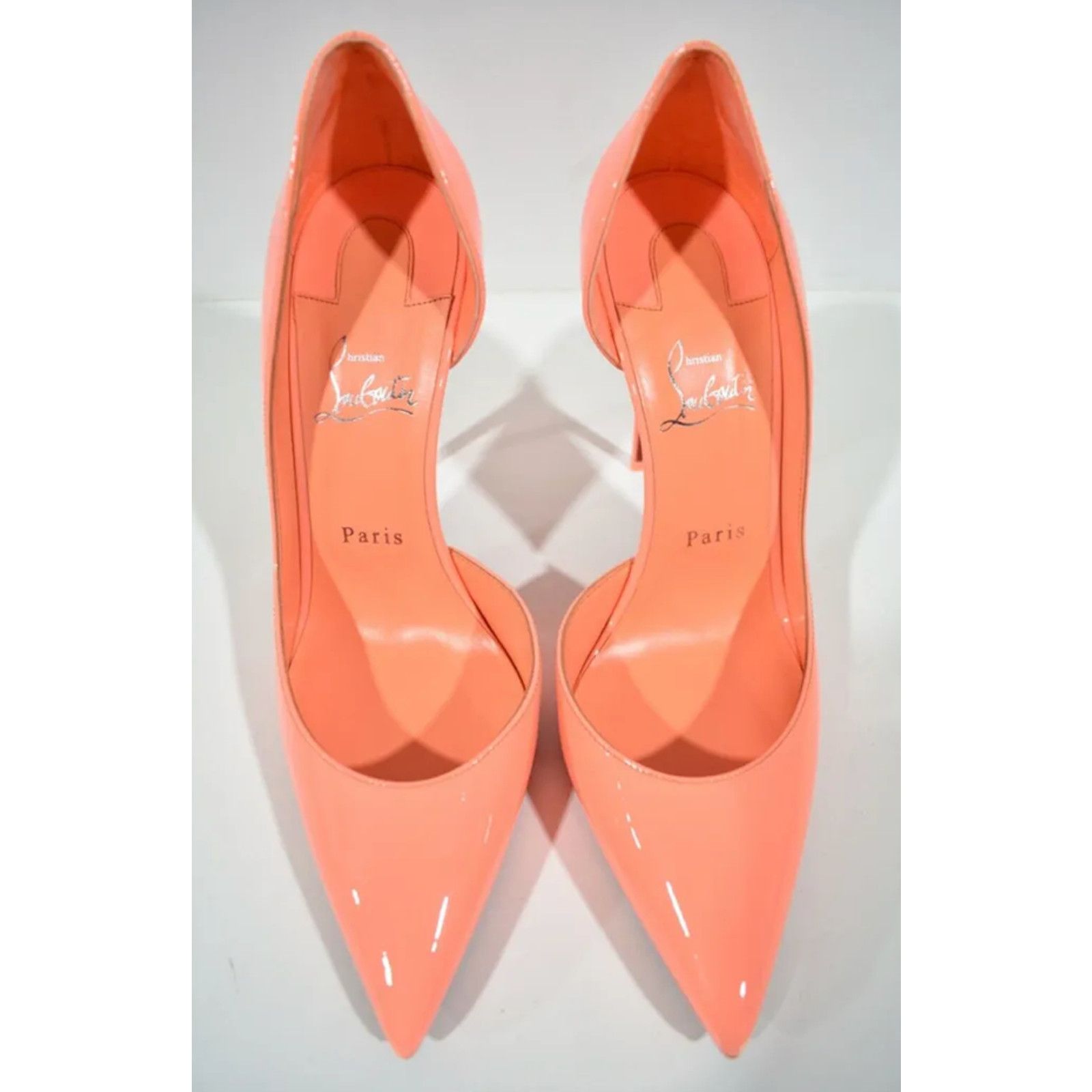 Christian Louboutin Iriza 100 Drag Orange Patent Leather D'Orsay Heel Pump 38 Size US 8 / IT 38 - 5 Thumbnail