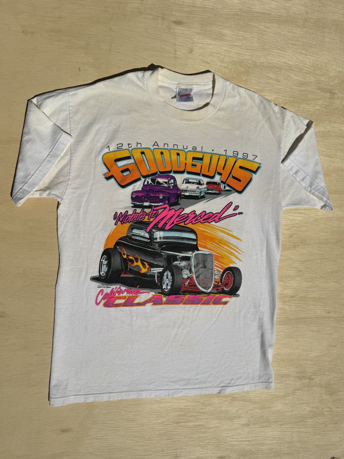 Ford × Vintage 1997 Hot Rod Car Show Vintage 90’s Neon AOP T-Shirt Size US M / EU 48-50 / 2 - 1 Thumbnail