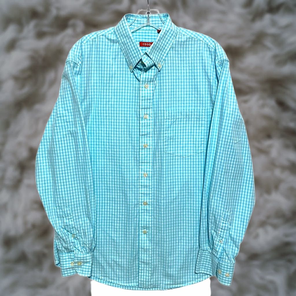Izod Izod Blue Plaid Button Front Shirt Mens S Summer Coastal Business Casual Office Shirt Size US S / EU 44-46 / 1 - 1 Thumbnail