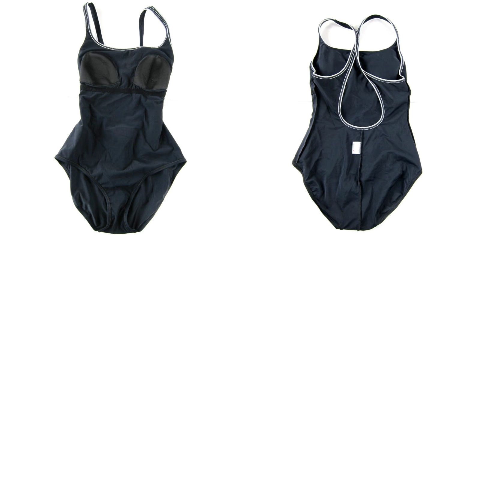 Speedo Speedo One Piece Swimsuit Women L Black Crisscross Back Padded Bust Classic Solid Polyester SpandexFit Regular Size Large Size ONE SIZE - 8 Thumbnail