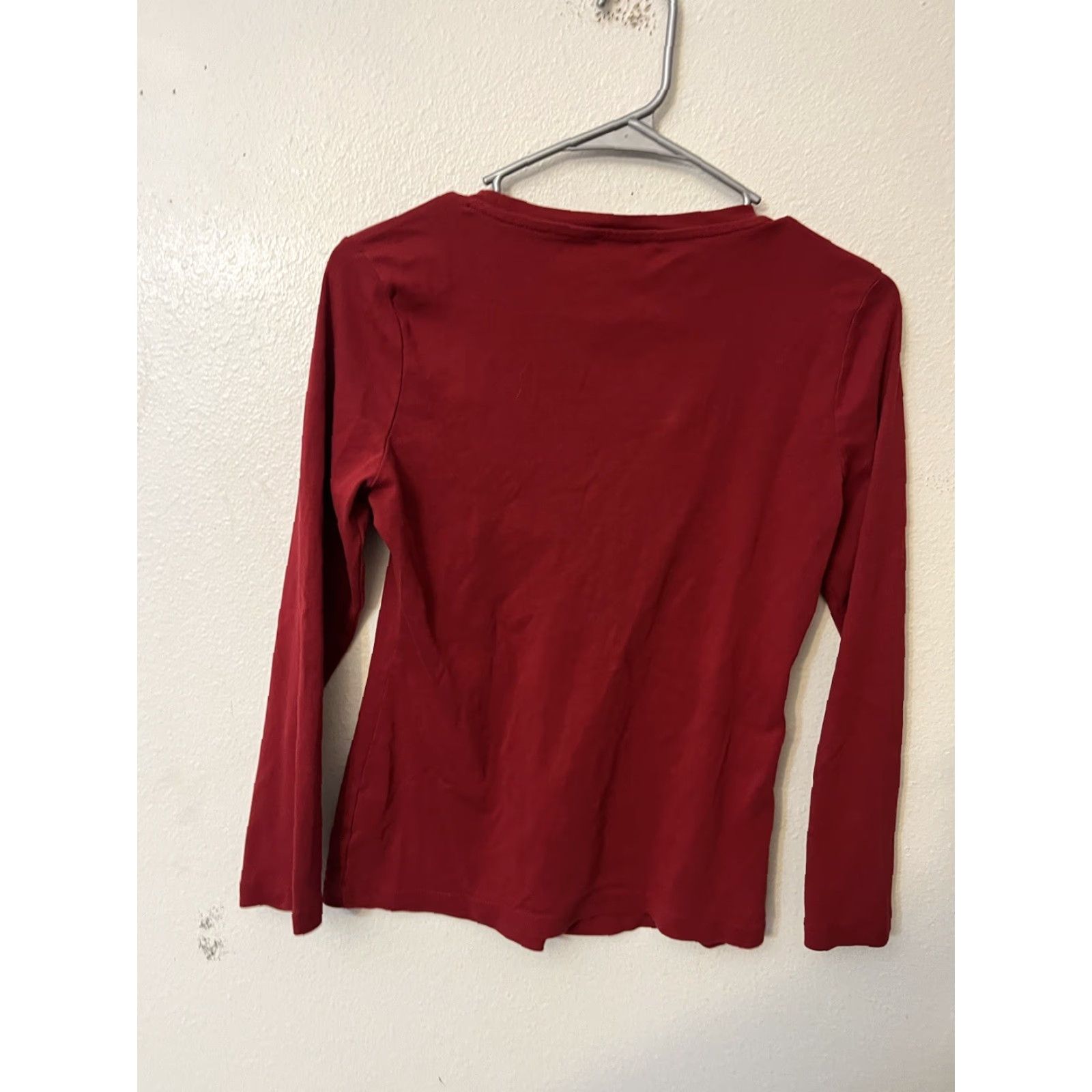 Talbots womens Talbots Blouse Shirt Knit Beaded Red M Petite Long Sleeve Size M / US 6-8 / IT 42-44 - 2 Thumbnail
