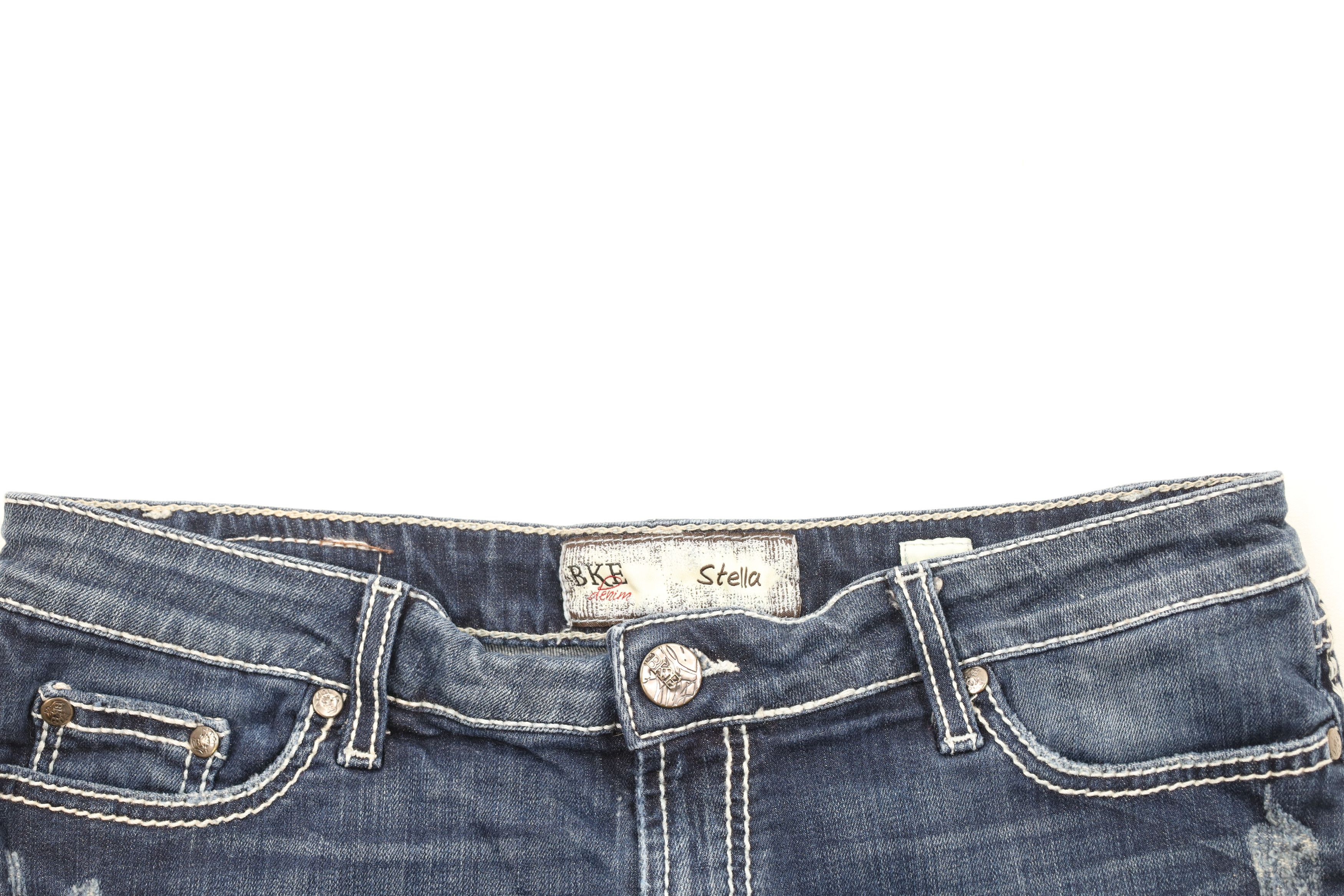 Vintage Buckle BKE Stitch Stella Stretch Denim Jean Shorts Jorts Size 30" / US 8 / IT 44 - 2 Thumbnail