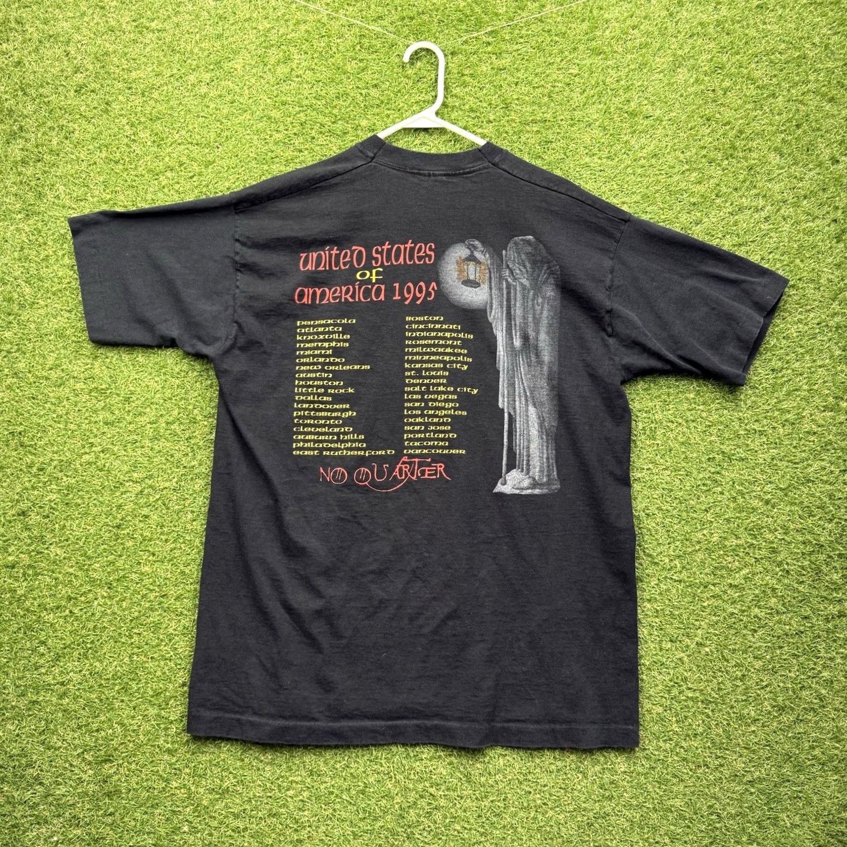 Fruit Of The Loom VINTAGE Fruit of the Loom Unledded Shirt Mens XL Black Robert Plant Jimmy Page No Quarter Tour 90s Shirt Mens XL Black 90s Mens VINTAGE Size US XL / EU 56 / 4 - 2 Thumbnail