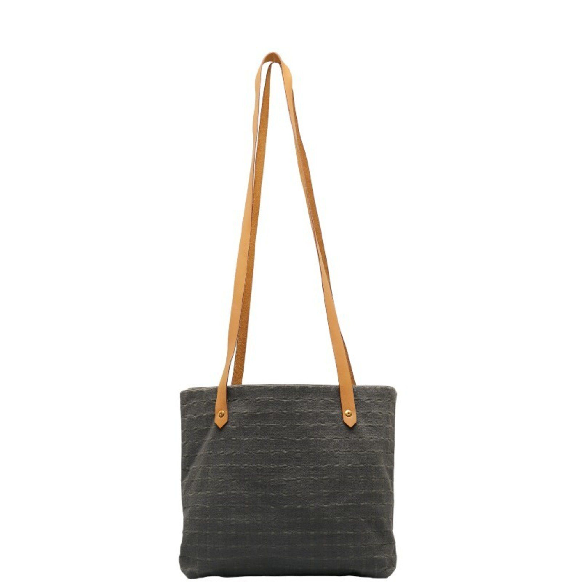 image of Hermes Amedaba Cabas De Poche Tote Bag Shoulder Gray Canvas Leather Women's in Grey