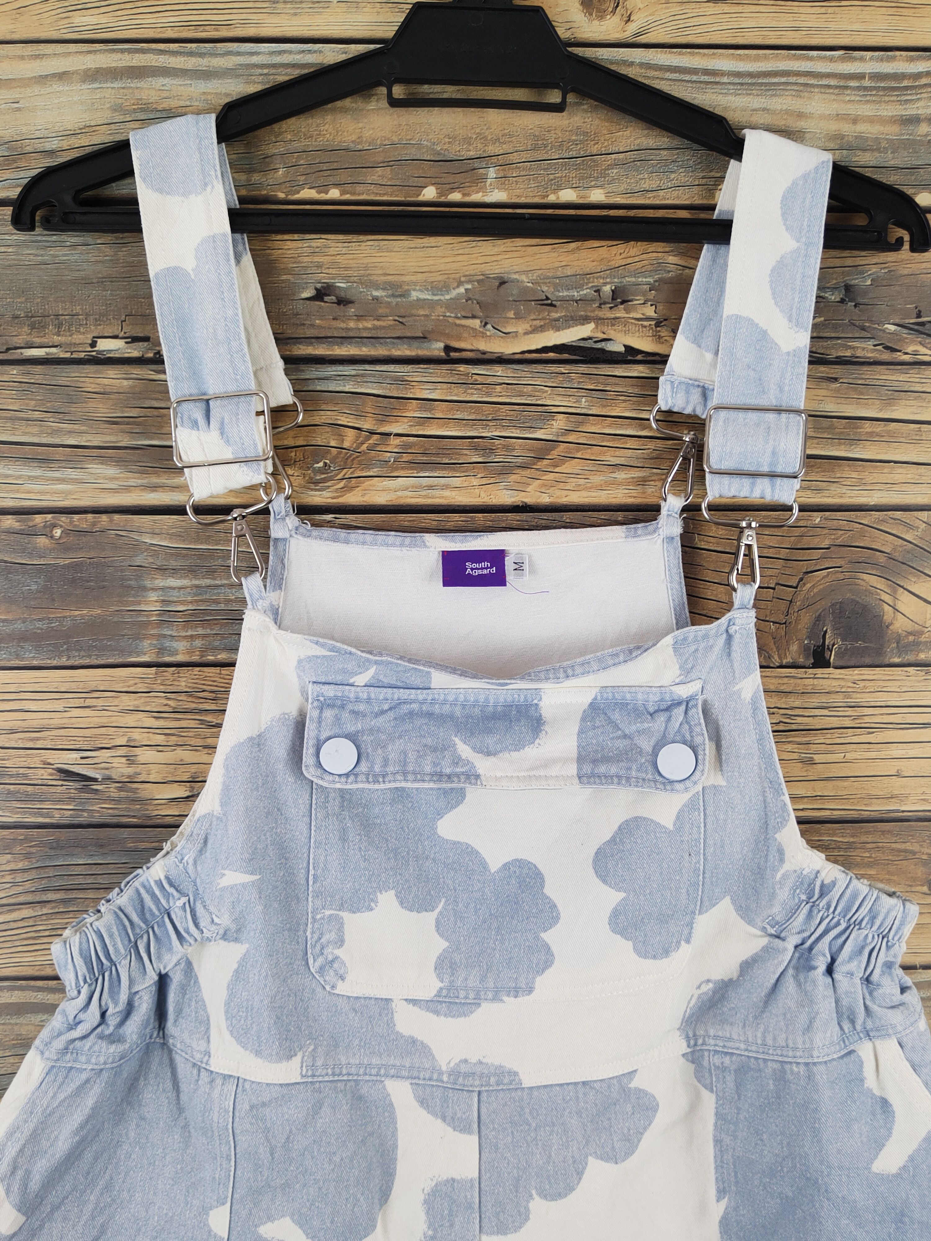 Other South Agsard Blue White Denim Shortall Jumpsuits Size 36" / US 14 / IT 50 - 2 Thumbnail