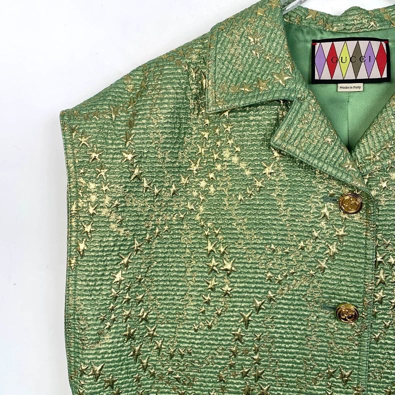 Gucci Gucci Green star decoration wool lapel vest size 36 2501-Ne Size US XS / EU 42 / 0 - 3 Thumbnail