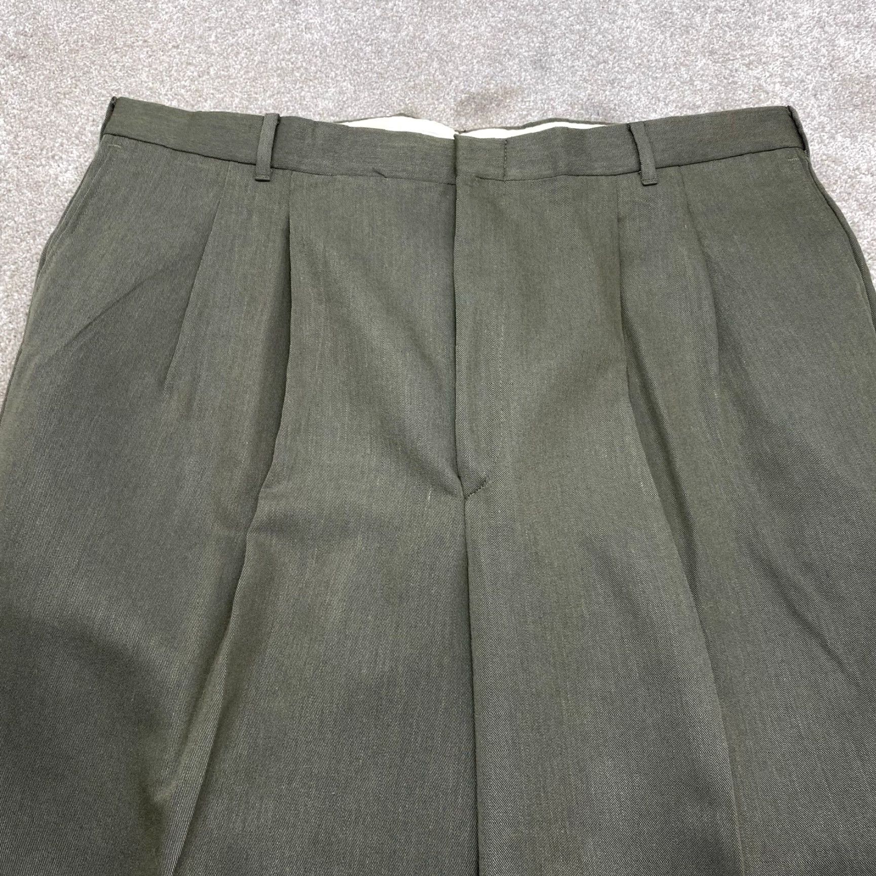 Olive Ocean Drive Khaki Pants Mens 40x27 Olive Classic Fit Workwear Casual Solid Green Cotton Polyester Rayon Slim? No—use original words only Size US 40 / EU 56 - 4 Thumbnail