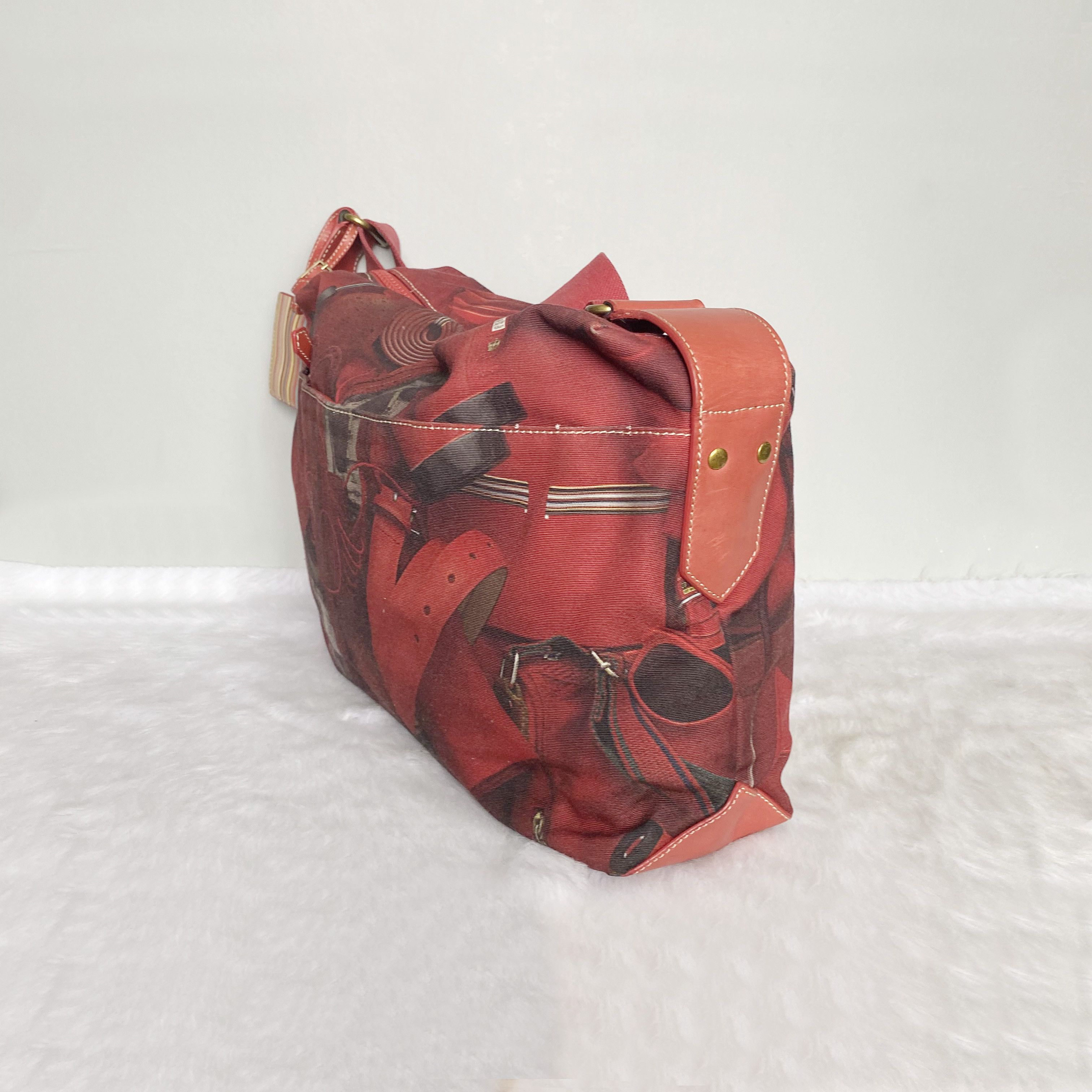 Paul Smith Vintage Red Mix Coated Canvas Leather Crossbody Bag Size ONE SIZE - 3 Thumbnail