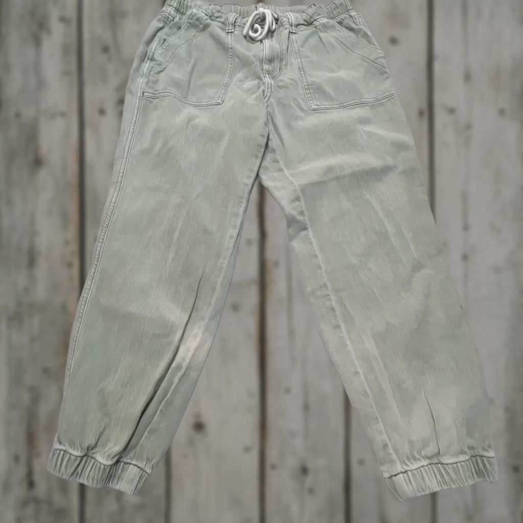 American Eagle Outfitters VINTAGE American Eagle Outfitters Women Pants 10 REGULAR Green Denim Jogger Drawstring 90s City Womens Size 32" / US 10 / IT 46 - 1 Thumbnail