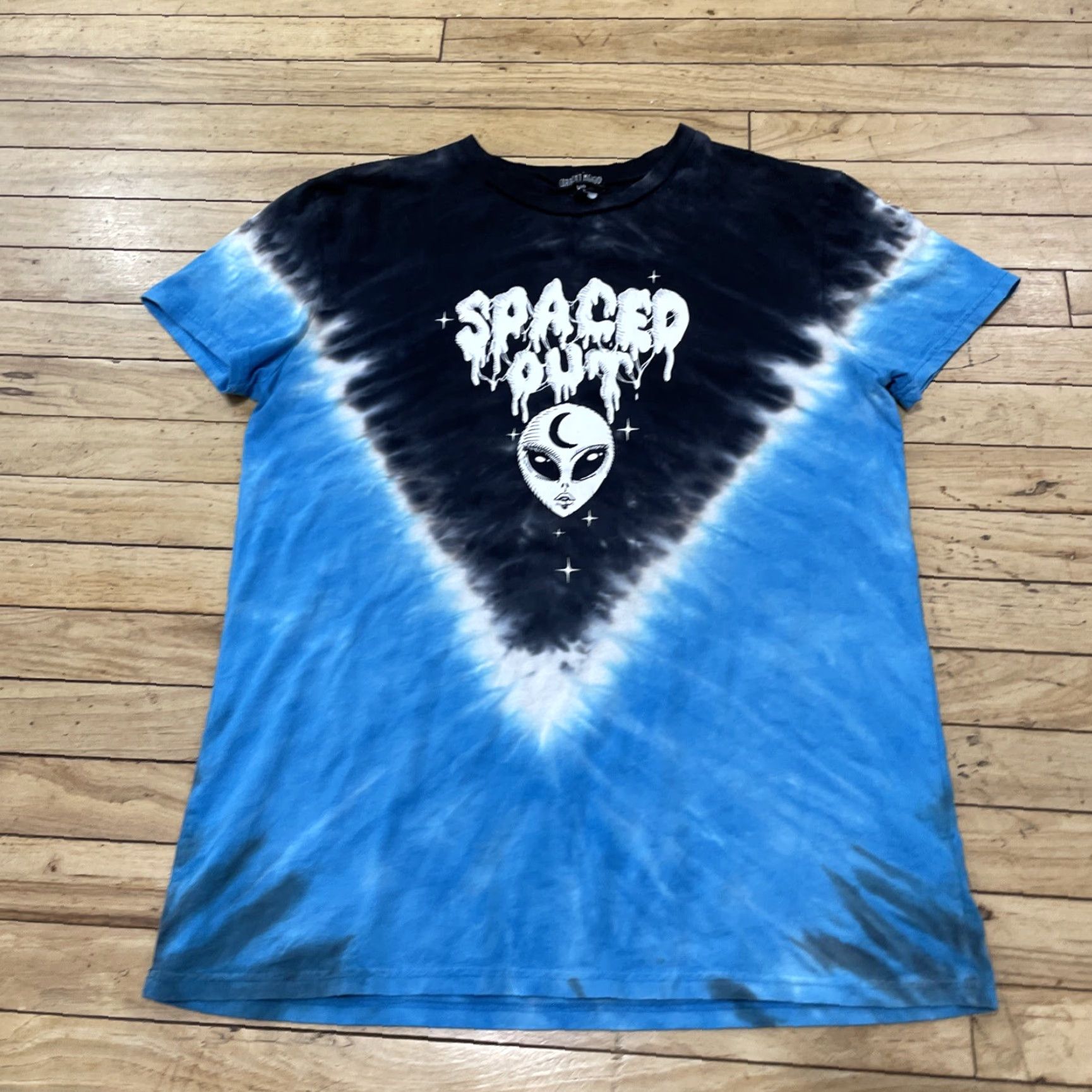 Current Mood CURRENT MOOD Alien Spaced Out T Shirt Graphic Tee Black Blue Tie Dye Crew Neck XS fits L Men Shirt Size US L / EU 52-54 / 3 - 2 Thumbnail