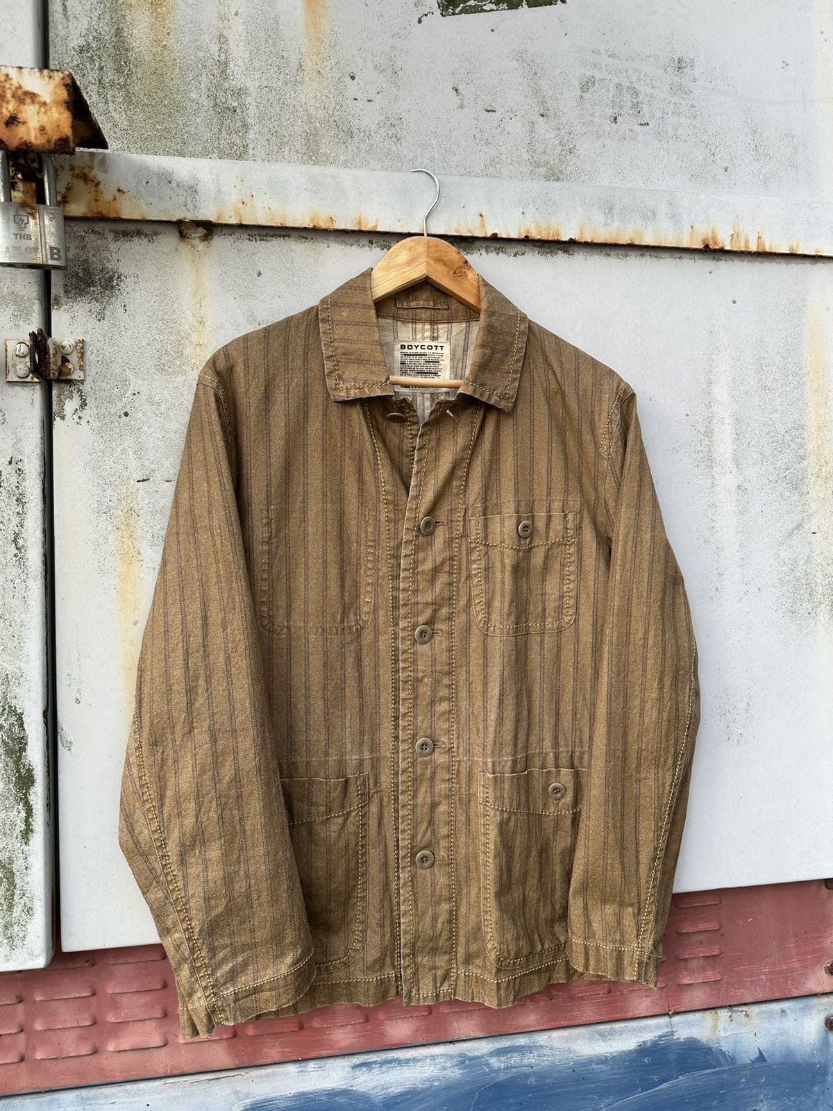 Boycott 👹Vintage Boycott Brown Striped Chore Jacket Size US M / EU 48-50 / 2 - 4 Thumbnail