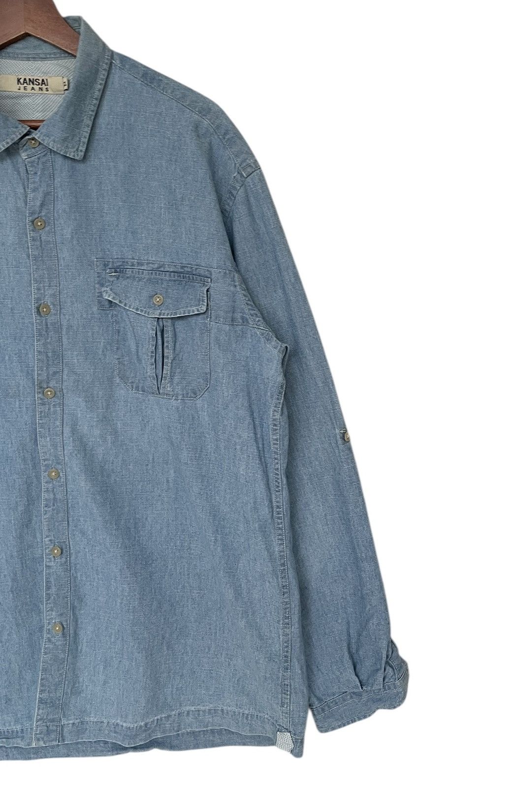 Kansai Yamamoto × Vintage × Yohji Yamamoto Vintage Japanese Brand Kansai Yamamoto Denim Shirt 1990s Size US M / EU 48-50 / 2 - 4 Thumbnail