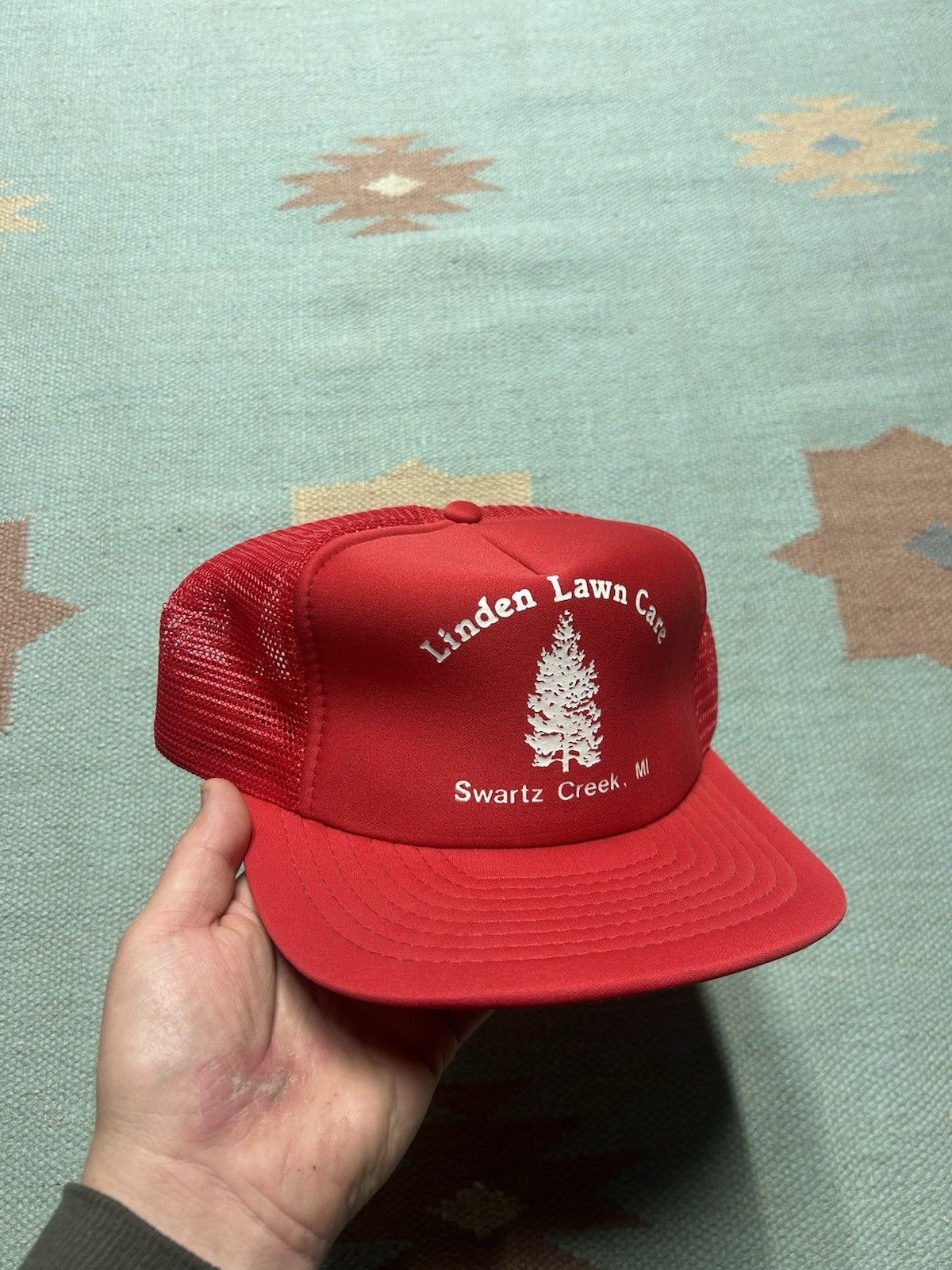 Vintage Vtg trucker hat linden lawn care Swartz creek Michigan tree Size ONE SIZE - 1 Thumbnail
