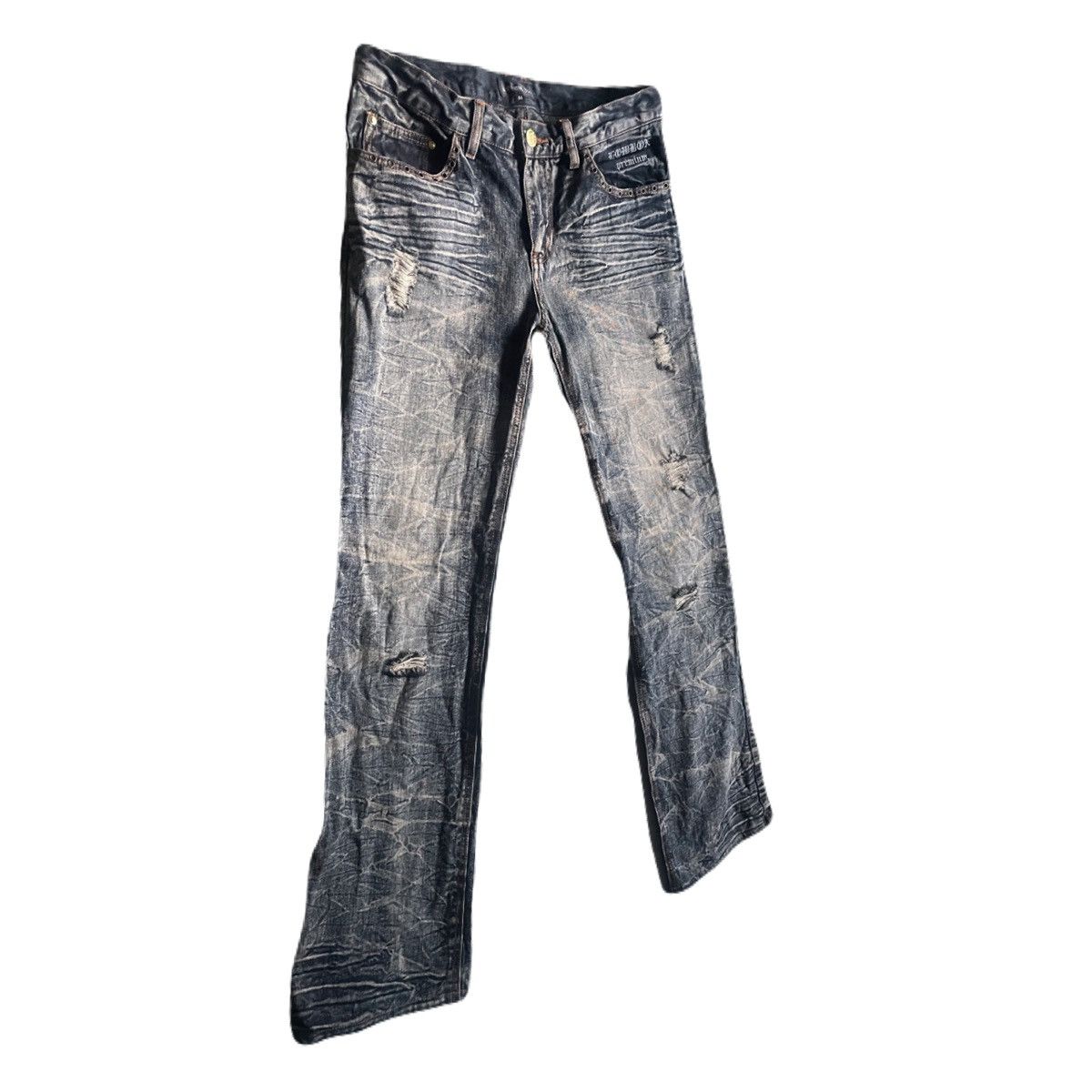 2000s Lowbox bootcut distressed vkei jeans - www 