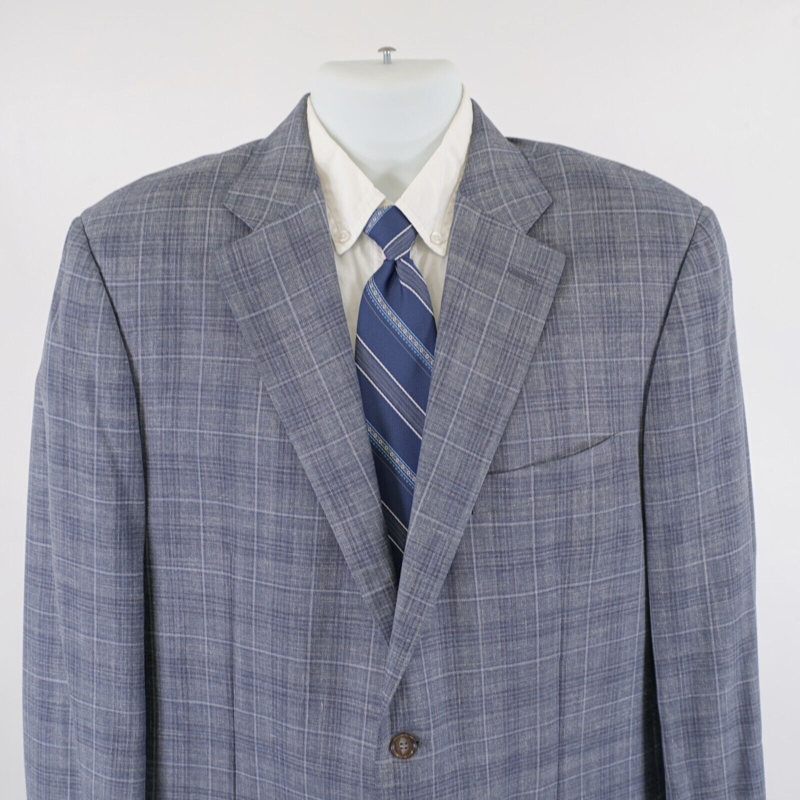 Canali Canali 1934 Wool Blue Gray Plaid 2 Button Italy Blazer 42L Size 42L - 1 Thumbnail
