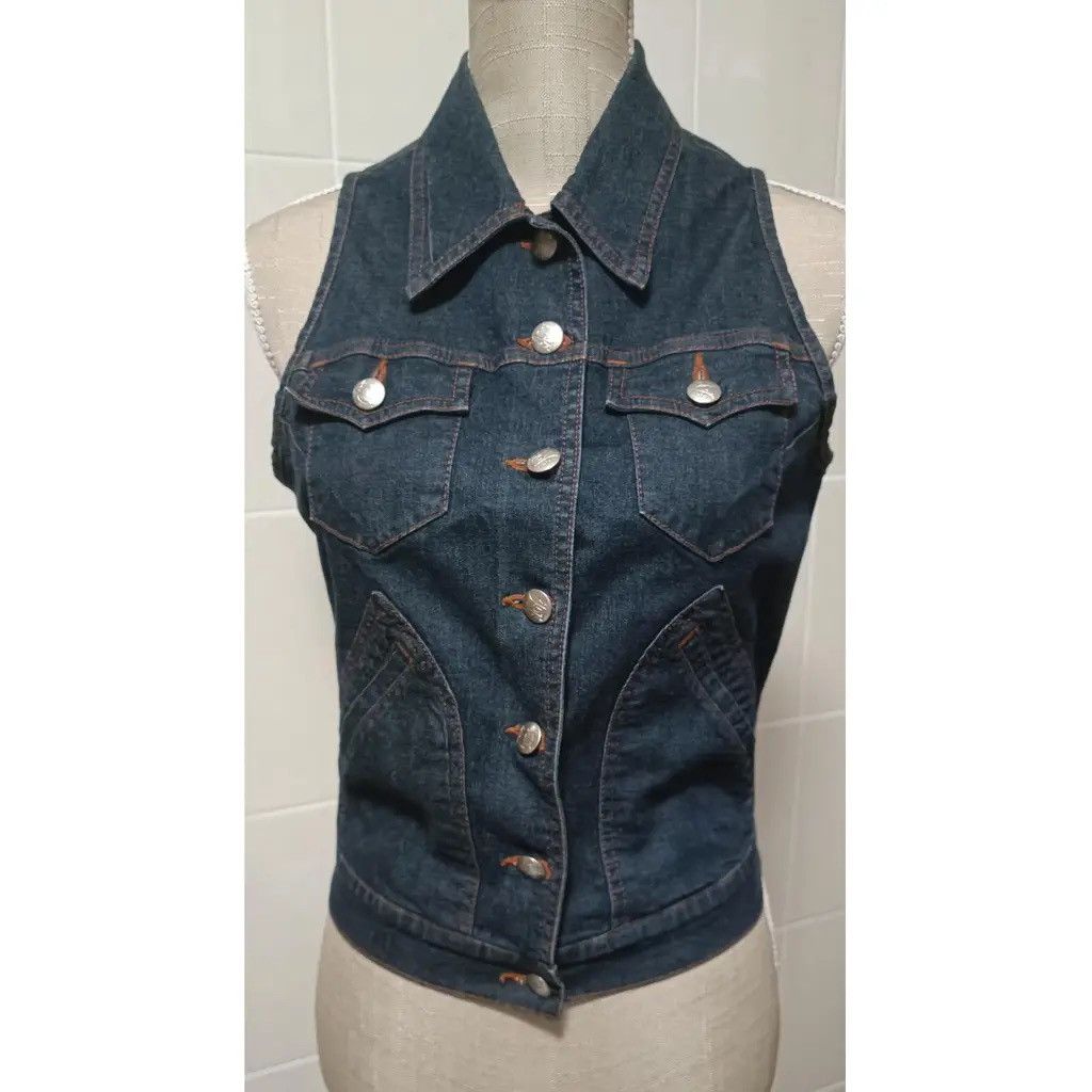 Gaultier Homme Objet × Jean Paul Gaultier RARE 90's JEAN PAUL GAULTIER Italy JPG Jeans Blue Denim Vest Button Gilet Jacket Size XS / US 0-2 / IT 36-38 - 15 Thumbnail