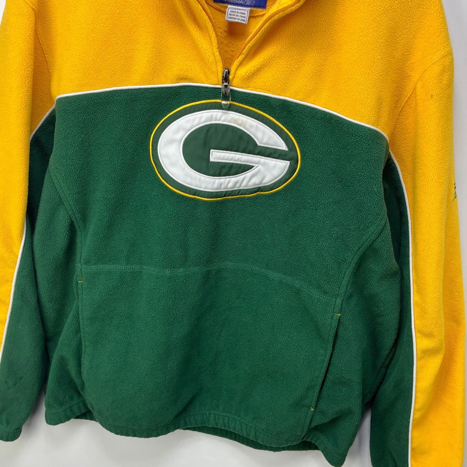 Reebok Vintage 90s Green Bay Packers Quarter Zip Sweater Medium Size ONE SIZE - 2 Thumbnail