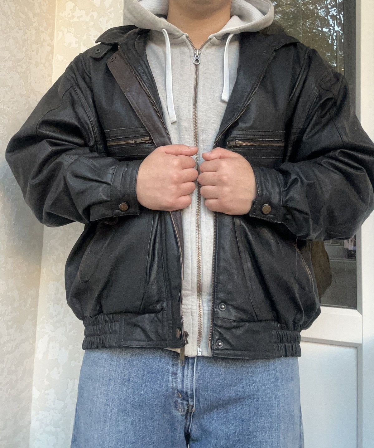 Genuine Leather × Vintage Vintage Genuine Leather jacket mens bombers mens biker Size US XL / EU 56 / 4 - 1 Thumbnail