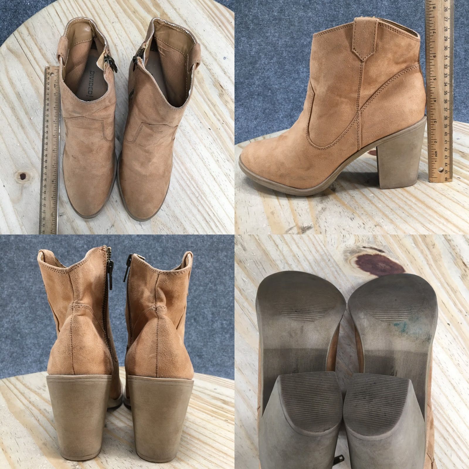 H&M Divided by H&M Boots Womens 41 Casual Side Zip Block Heels Ankle Bootie Brown Shoes Bootie Womens 41 Brown Size US 10 / IT 40 - 8 Thumbnail
