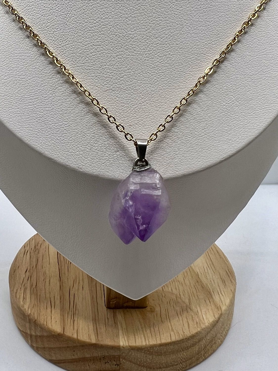Handmade Amethyst Gold Chain Necklace Size ONE SIZE - 3 Thumbnail