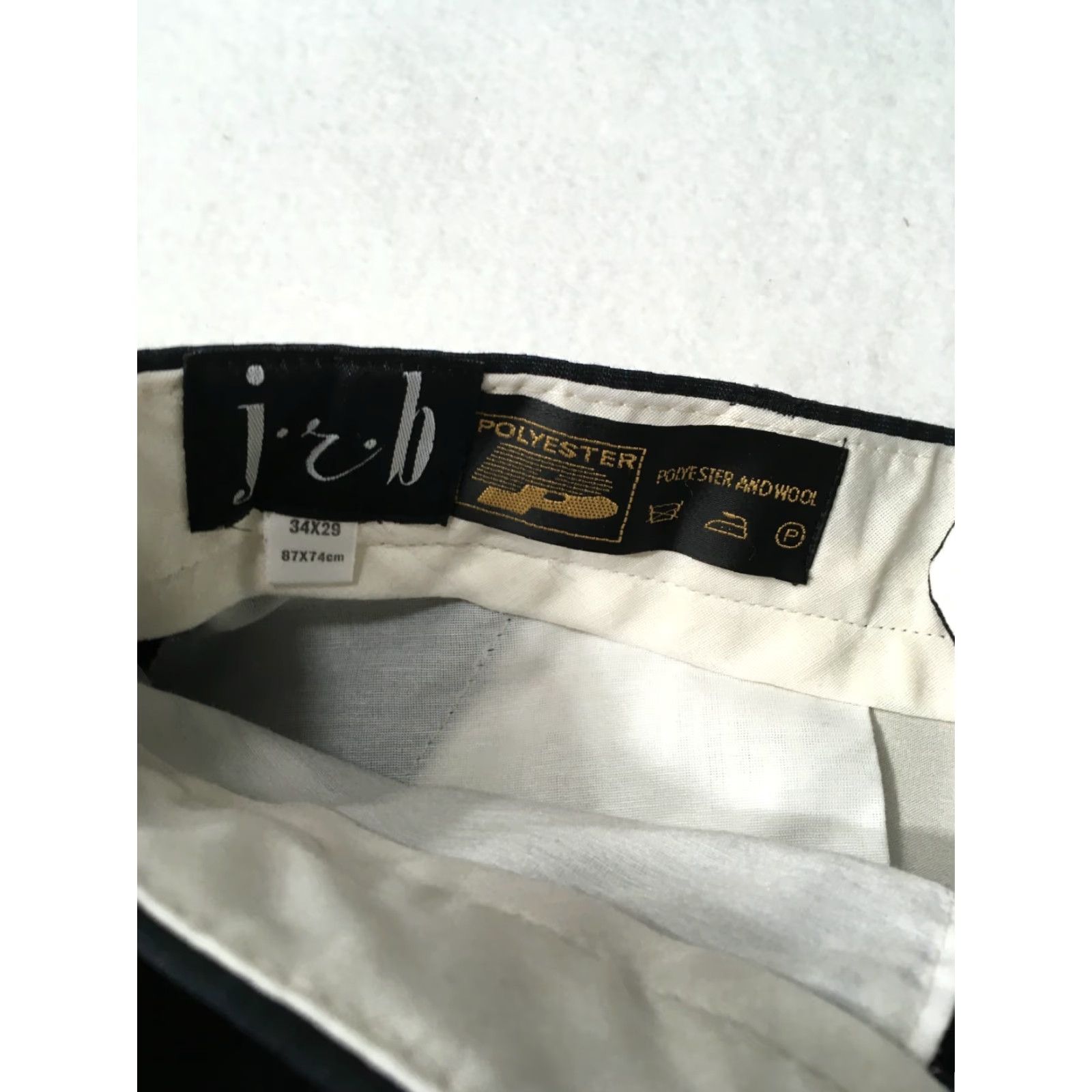 Vintage JRB Mens Pants 34X29 Blue Pleated Straight Leg Wool Polyester with Pockets Size US 34 / EU 50 - 3 Thumbnail