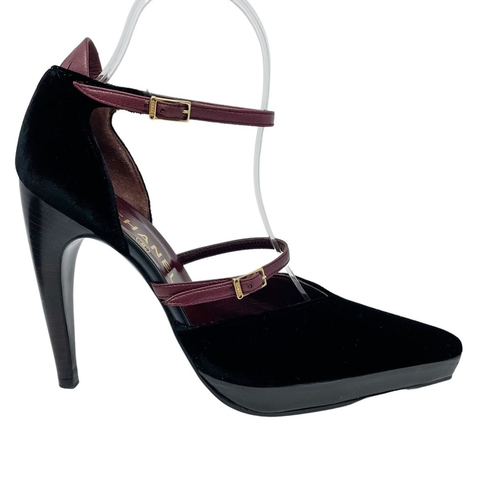 Chanel Chanel Vintage Point Toe Velvet & Wood High Heels 38/US 7 Size US 8 / IT 38 - 10 Thumbnail