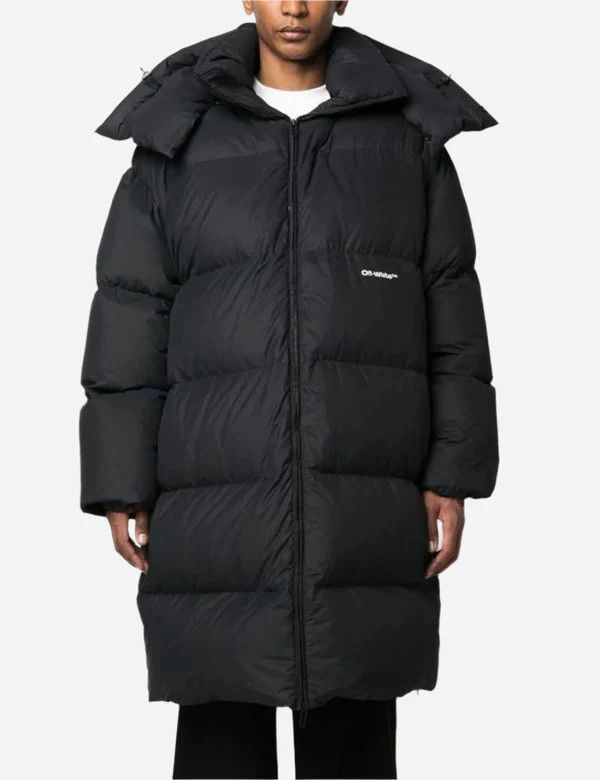 Off-White o1gr1nt1124 Bounce Hooded Down Long Puffer in Black Size US M / EU 48-50 / 2 - 1 Thumbnail