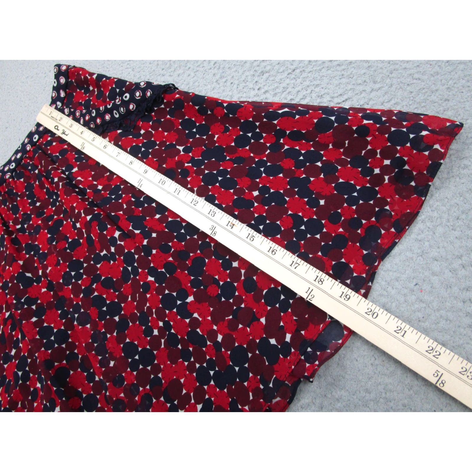 Diane von Furstenberg Skirt Womens 8 Red Silk A-Line Polka Dot Lace Trim Chiffon