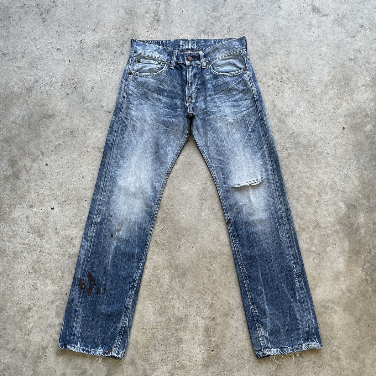 Edwin Vintage Edwin 503 Distressed Jeans Faded Denim Pants W32 Size US 32 / EU 48 - 1 Thumbnail