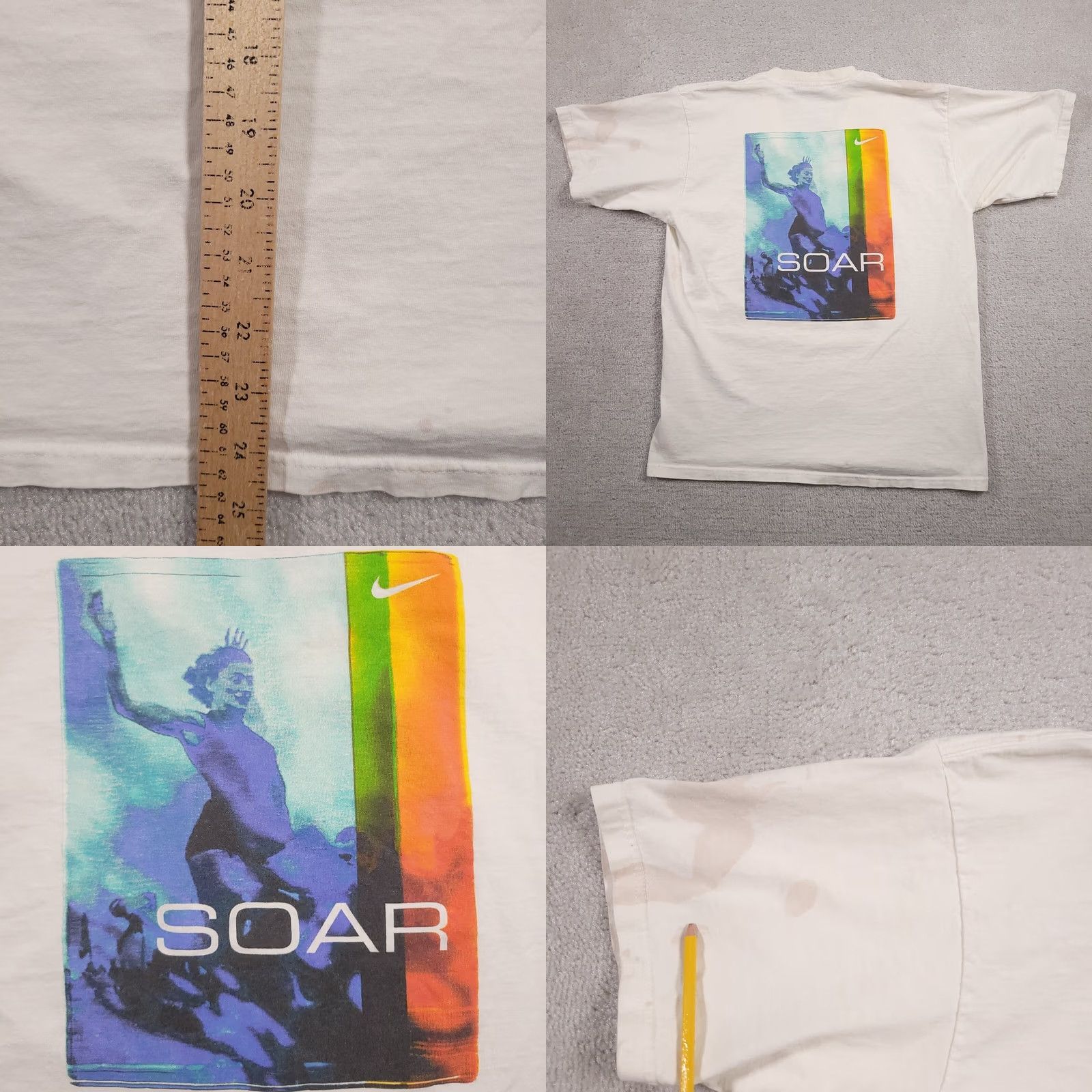Nike VINTAGE Nike Soar Double-Sided T Shirt Mens M V-Neck USA Made Grunge Streetwear 90s Swoosh White Short Sleeve Shirt Mens Size US M / EU 48-50 / 2 - 9 Thumbnail