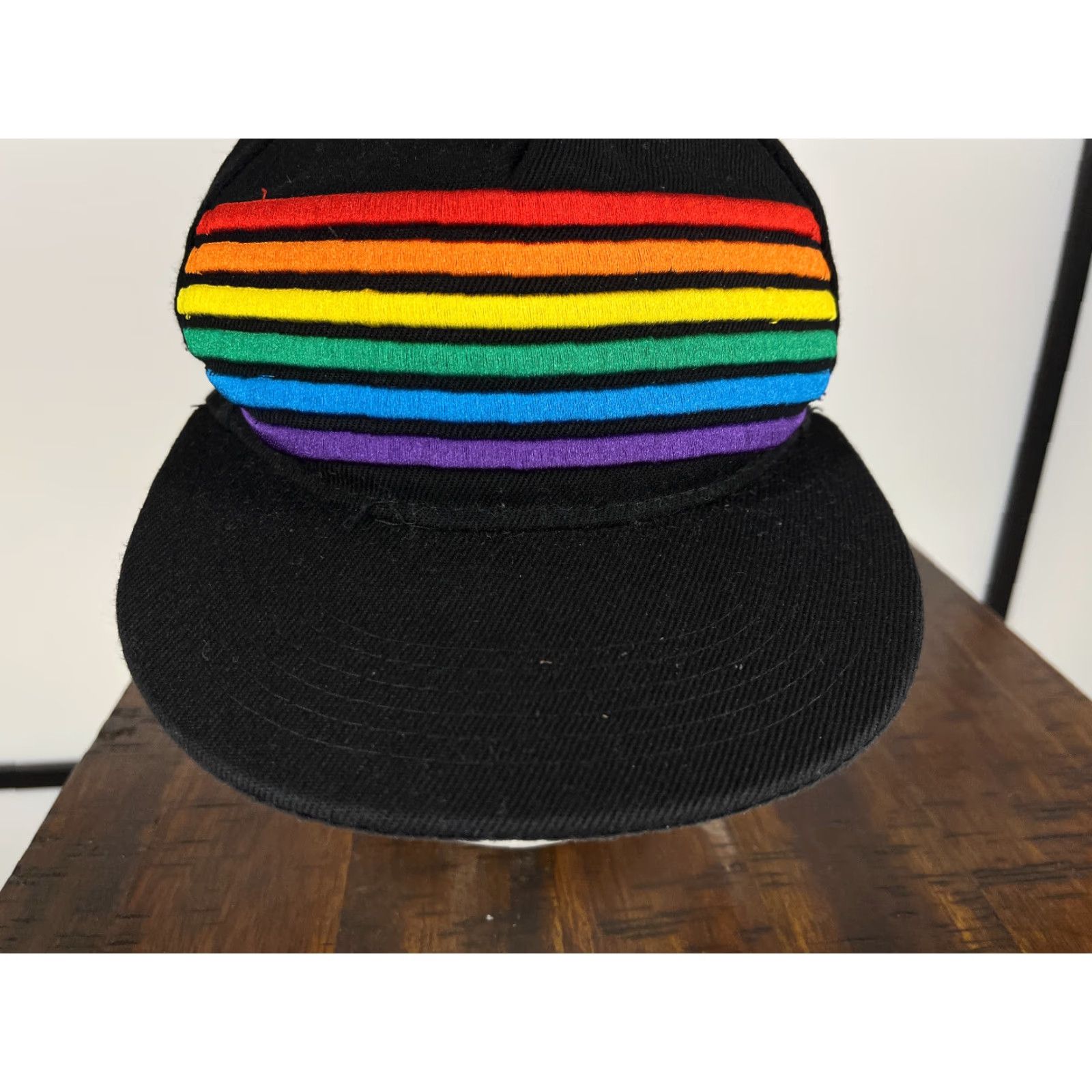 Rainbow New Glory Cap Snap Back Adult One Size Black Rainbow Pride Embroidered Polyester Hat/Cap Adjustable, Lightweight Unisex Adults NS Size ONE SIZE - 3 Thumbnail