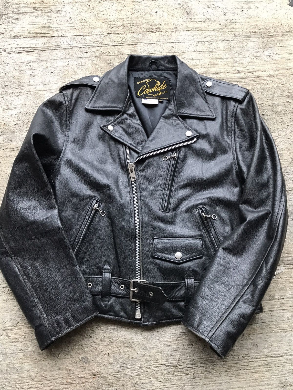 Vintage Vintage Genuine Cowhide Leather Biker Jacket Size US M / EU 48-50 / 2 - 10 Thumbnail
