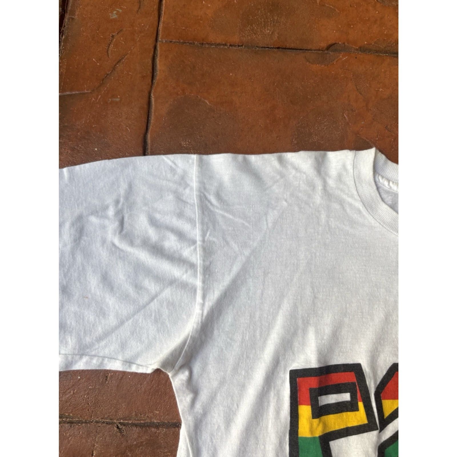 Rainbow VINTAGE 80s Paris France Rainbow Tourist Souvenir T-Shirt Large White Cotton Crew Neck Short Sleeve Men Size US L / EU 52-54 / 3 - 6 Thumbnail