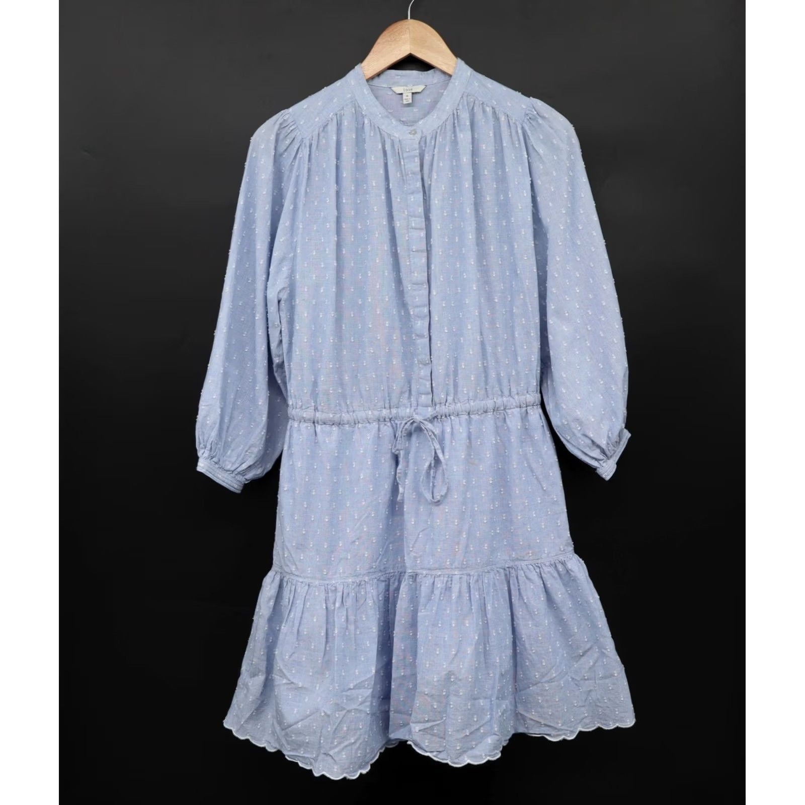 Joie JOIE Shirt Dress Womens Adel Cotton Fil Coupe Tiered Mini Cornflower Blue Sz M Size M / US 6-8 / IT 42-44 - 2 Thumbnail